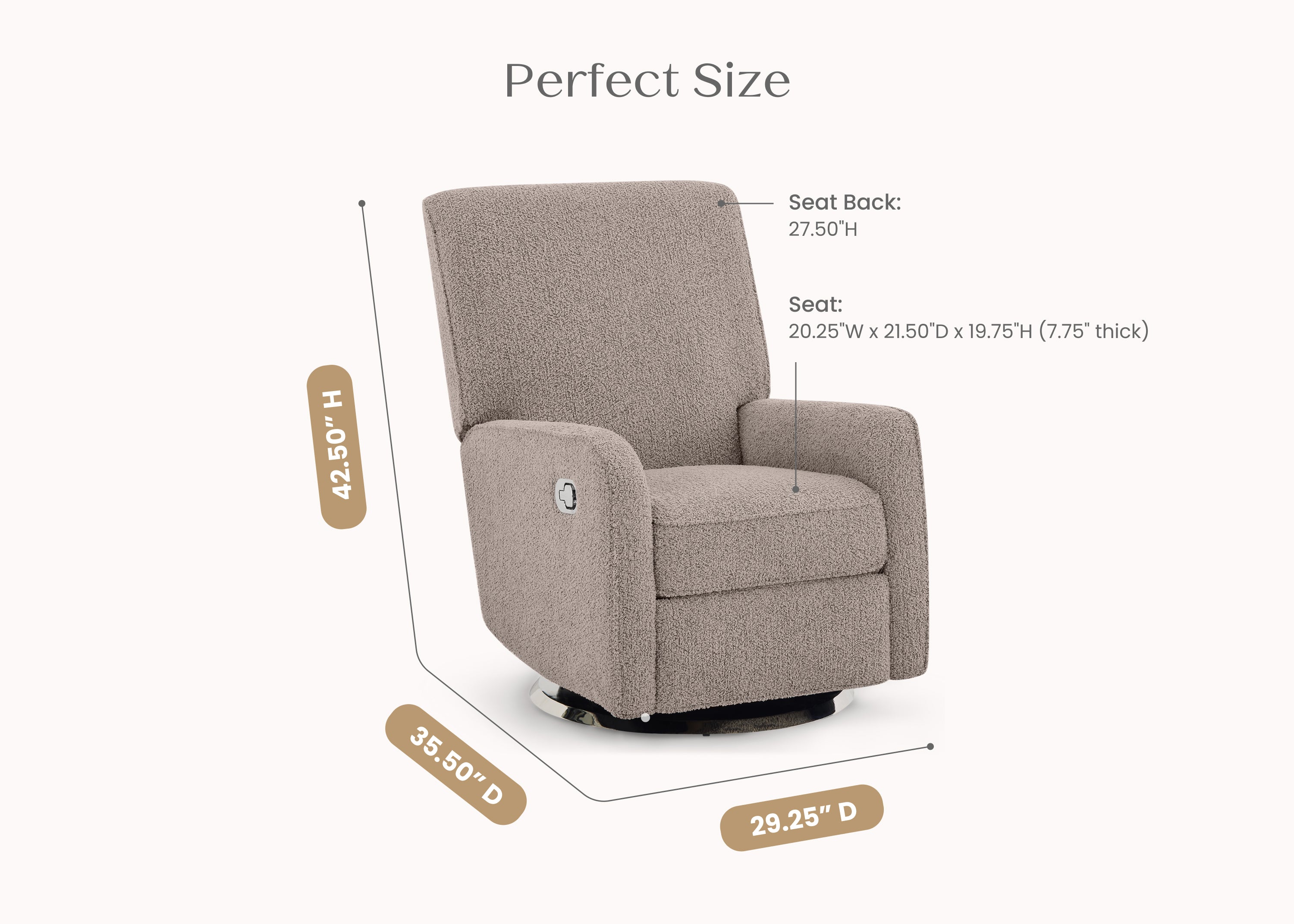 Nest Nursery Swivel Recliner Chair - 360 Degree Rotating Glider Rocker with Lumbar Support - Perfect for Nursing, Feeding & Comfort in Baby Nursery or Living Room