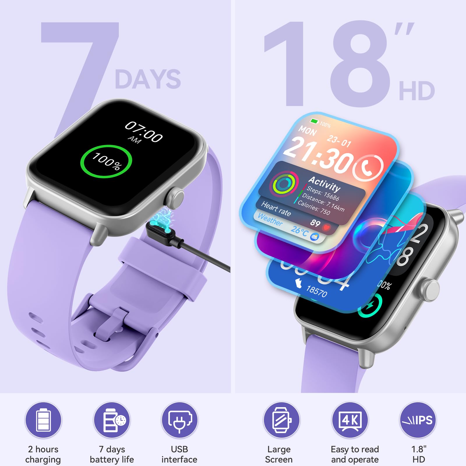 Smart Watches for Women with Alexa Built-in, 1.8