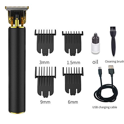 Professional Men's Hair Clippers - USB Rechargeable Electric Hair Trimmer with Metal Body & Lithium Battery - Fast Charging Barber Kit for Home & Salon Use - Perfect for DIY Haircuts, Beard Trimming & Grooming (Black)