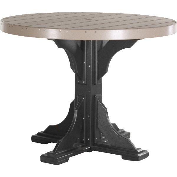 4 ft Round Table - Durable Poly Plastic Outdoor/Indoor Dining Table for Patio, Garden, or Restaurant Use