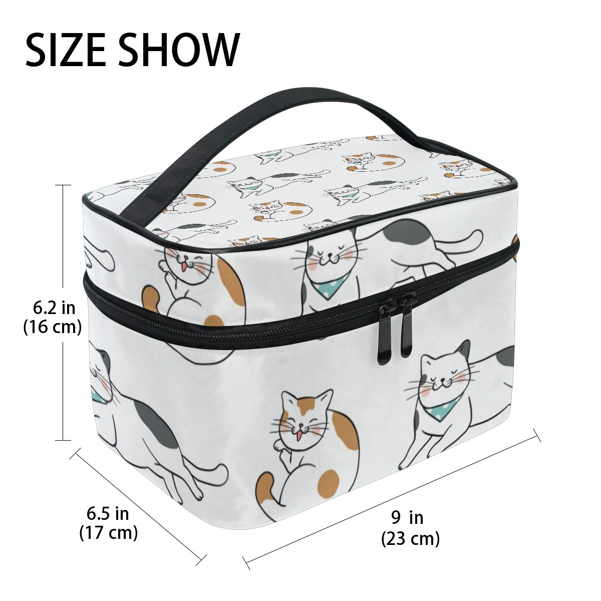 Doodle Cats Cosmetic Bag for Women - Cute Travel Makeup Train Case & Storage Organizer - Perfect for Travel, Gym, and Daily Essentials Organization