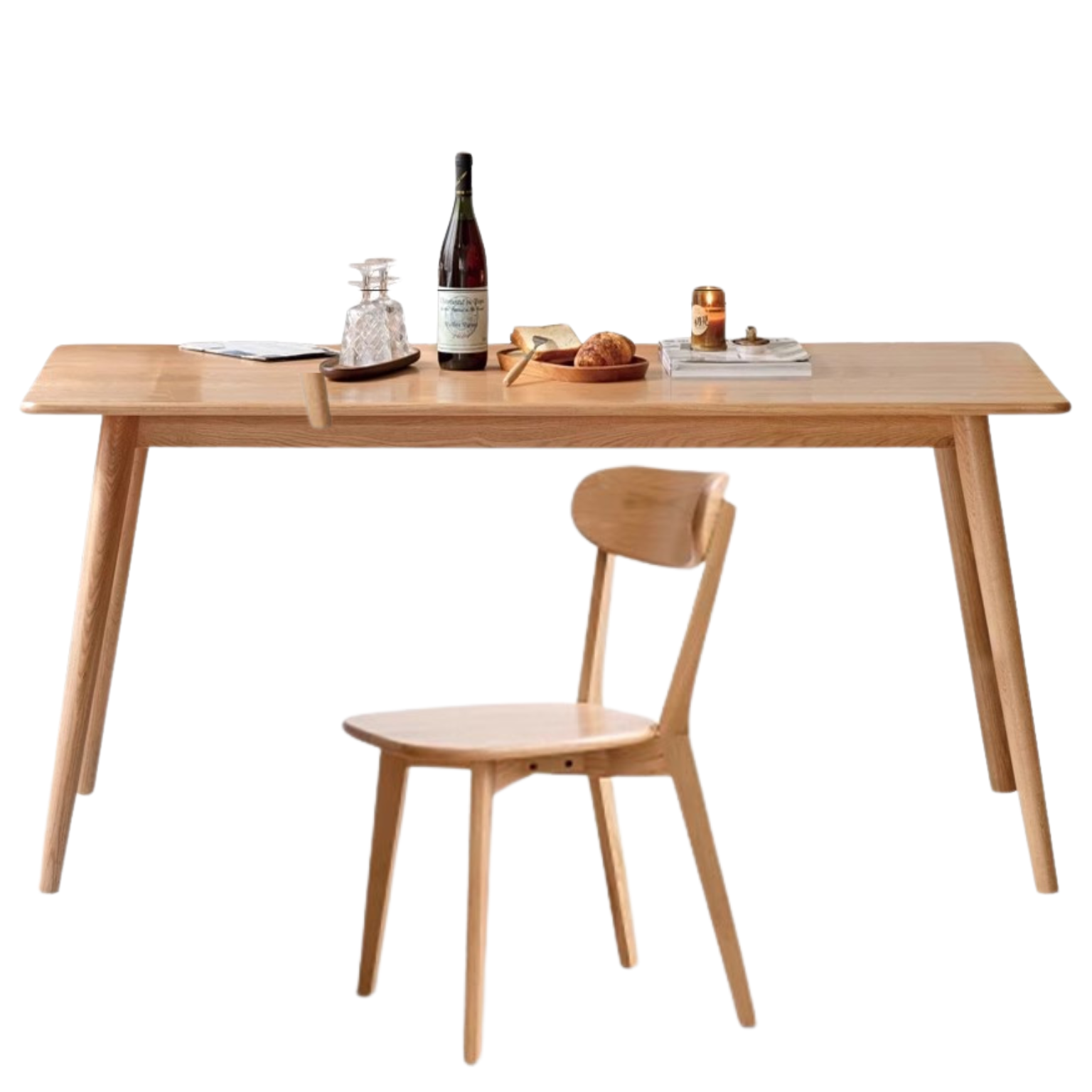 Solid Oak Wood Modern Dining Table - Rustic Farmhouse Style for Kitchen, Dining Room & Small Space - Perfect for Family Gatherings & Dinner Parties