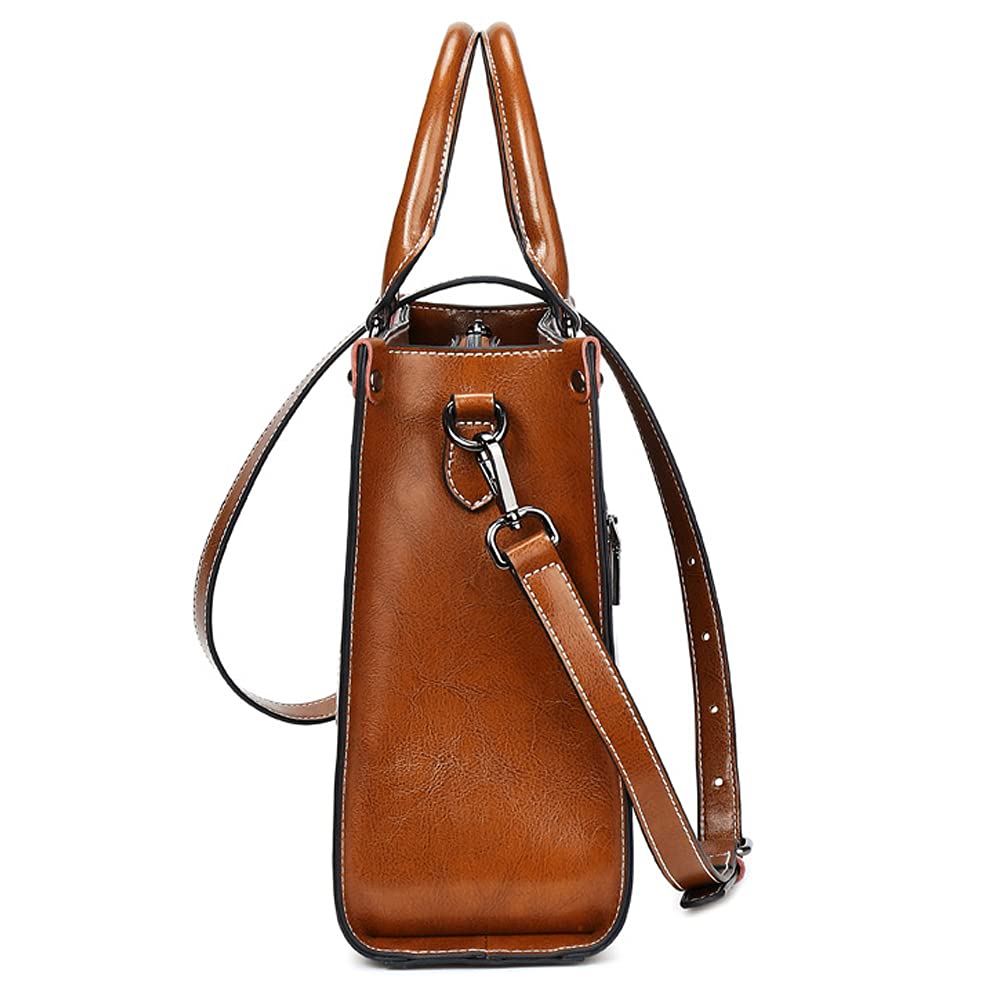 ROUROU Genuine Leather Tote Bag for Women - Top Handle Crossbody Hobo Handbag with Large Capacity, Stylish Shoulder Purse | Perfect for Work, Travel & Everyday Use