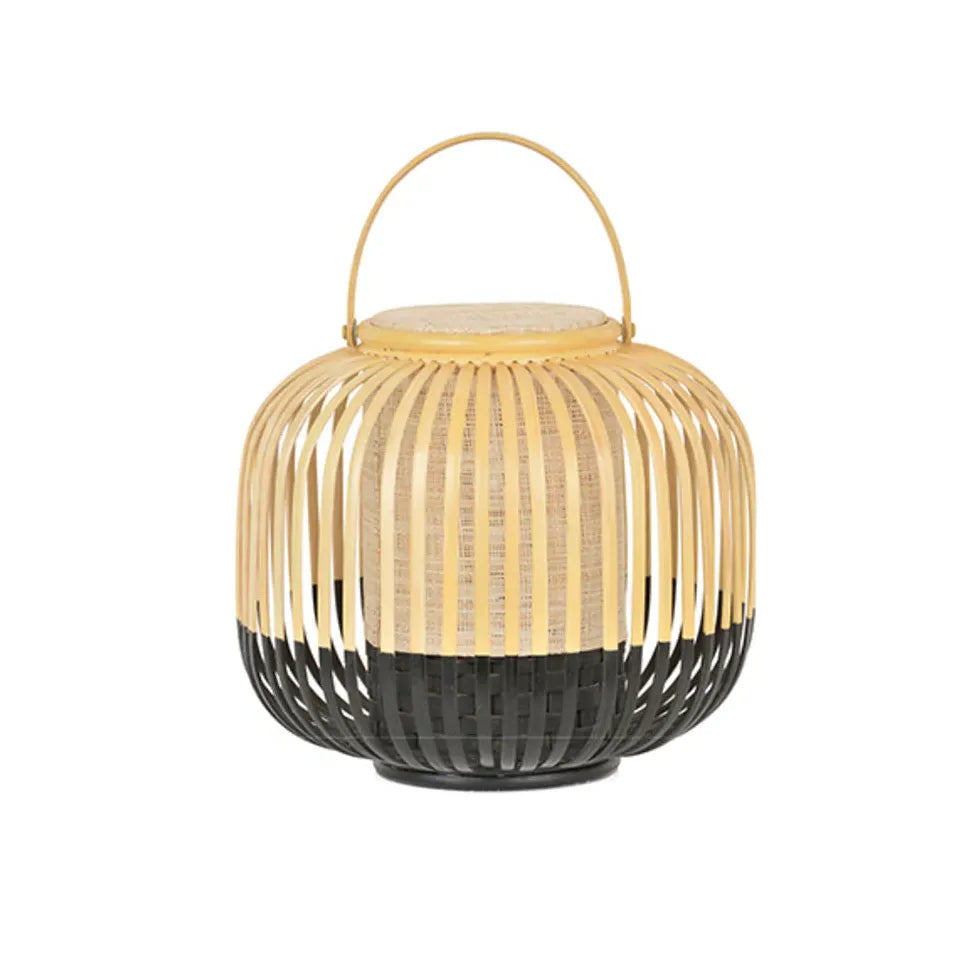 Rustic Bamboo Handle Lantern - Outdoor Floor Lamp for Patio, Garden & Backyard Decor | Weather-Resistant Lighting for Porch, Deck & Landscape Ambiance