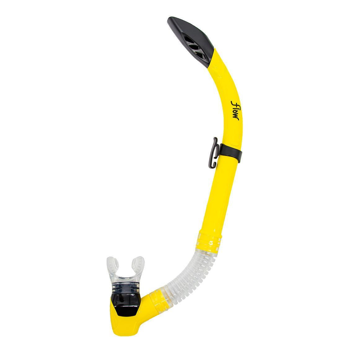Genesis Flow Semi Dry Snorkel with Splash Guard - Hypoallergenic Mouthpiece for Comfortable Swimming, Snorkeling & Beach Activities