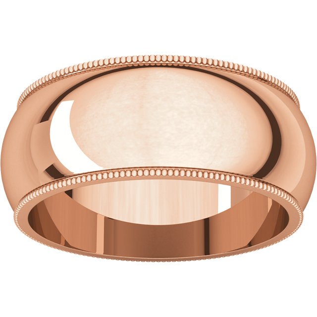 14K Gold 8mm Milgrain Wedding Band for Men - Classic Comfort Fit Ring for Engagement, Anniversary & Special Occasions
