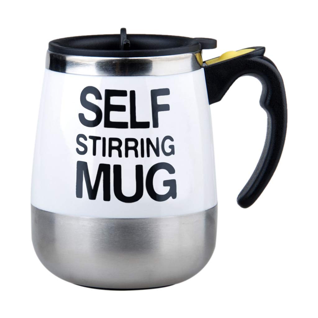 Self-Stirring Coffee Mug - Stainless Steel Electric Mixing Cup with Magnetic Stirrer for Hot & Cold Drinks - Perfect for Office, Home, and Travel Use