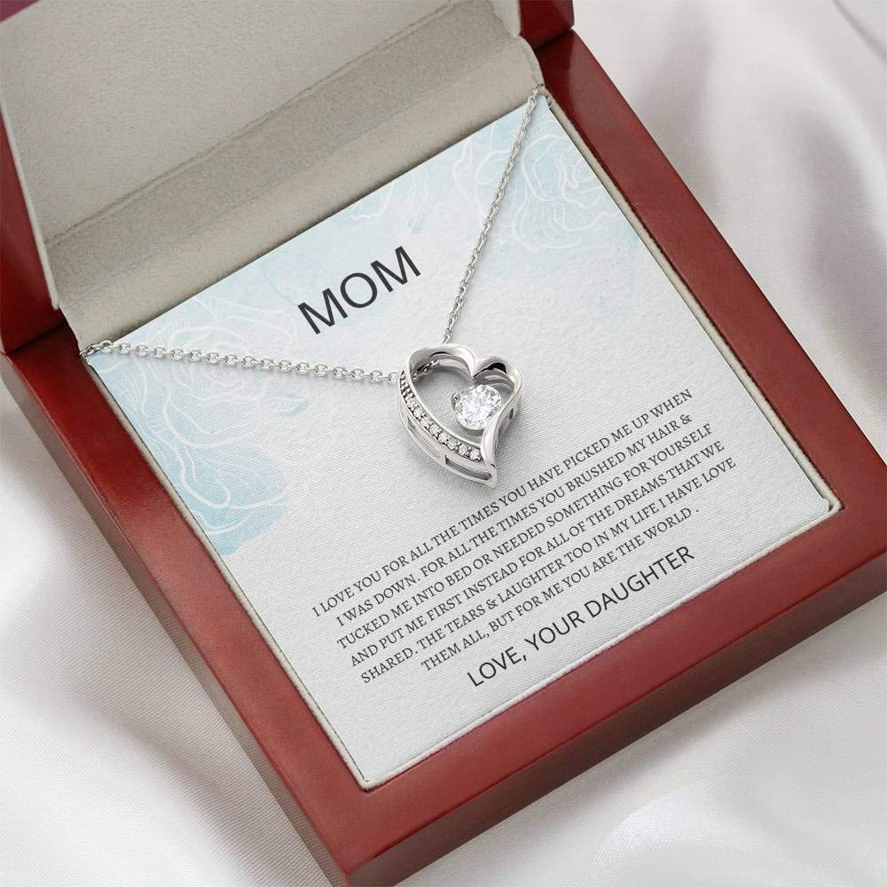 Forever Love Necklace for Mom - Heartfelt Mother's Day Gift from Daughter, Sterling Silver Mom Jewelry with Gift Card | Perfect for Birthday, Anniversary & Special Occasions