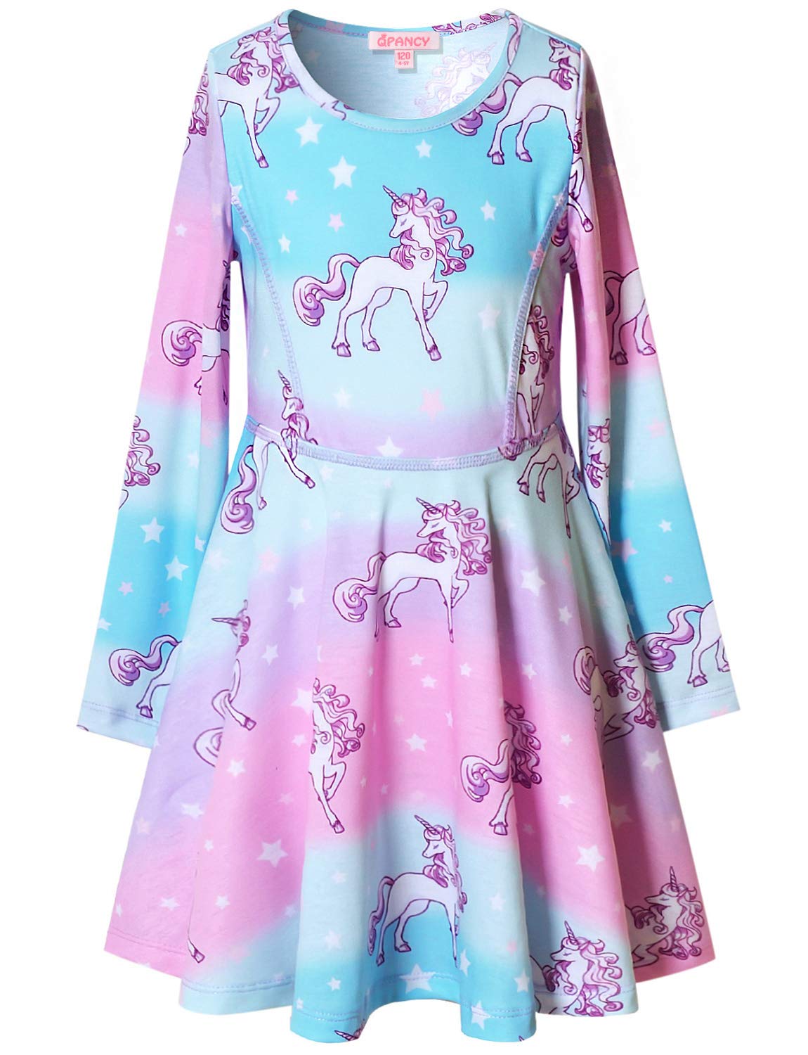QPANCY Girls Long Sleeve Unicorn Mermaid Cat Swing Dress - Cute Winter & Fall Clothes for Toddler Girls - Perfect for Birthday Parties, School Events & Holiday Outfits