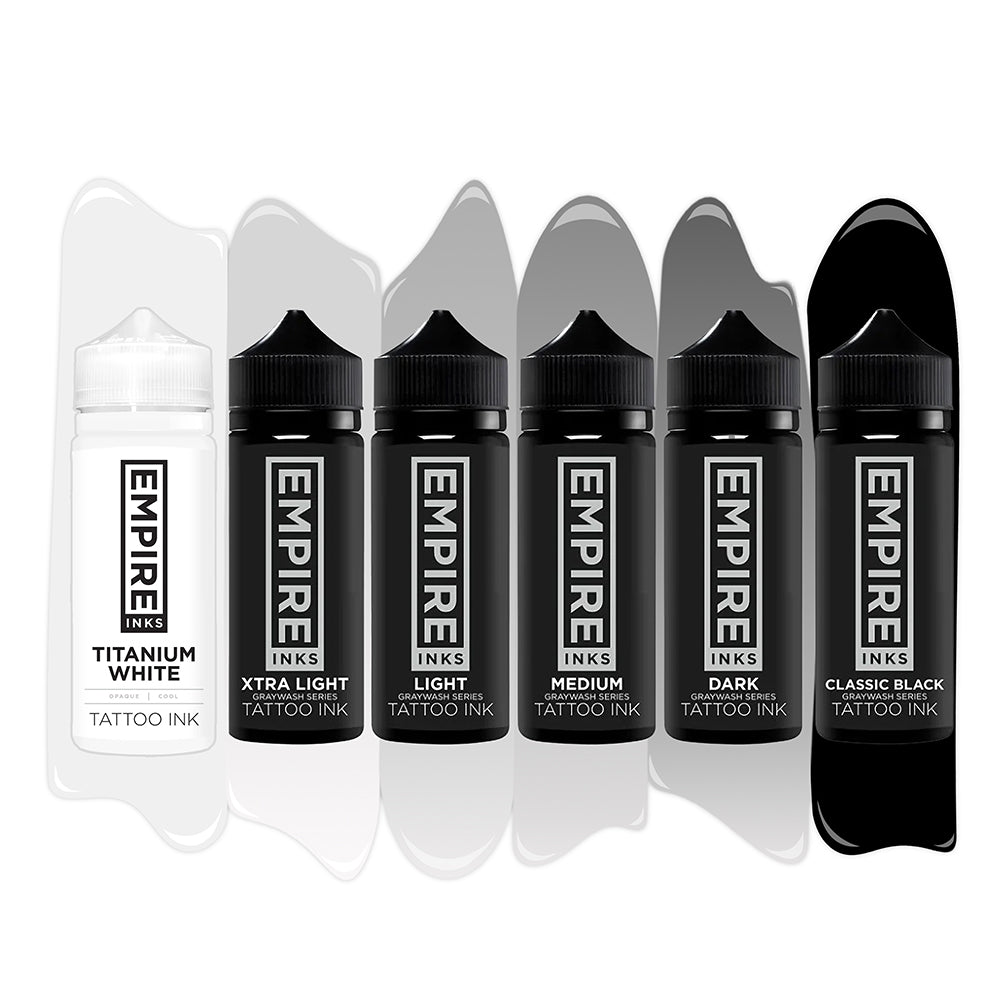 Empire Inks Graywash Series - 6 Bottle Full Set for Tattoo Artists - Choose Your Size - Perfect for Professional Tattooing and Body Art