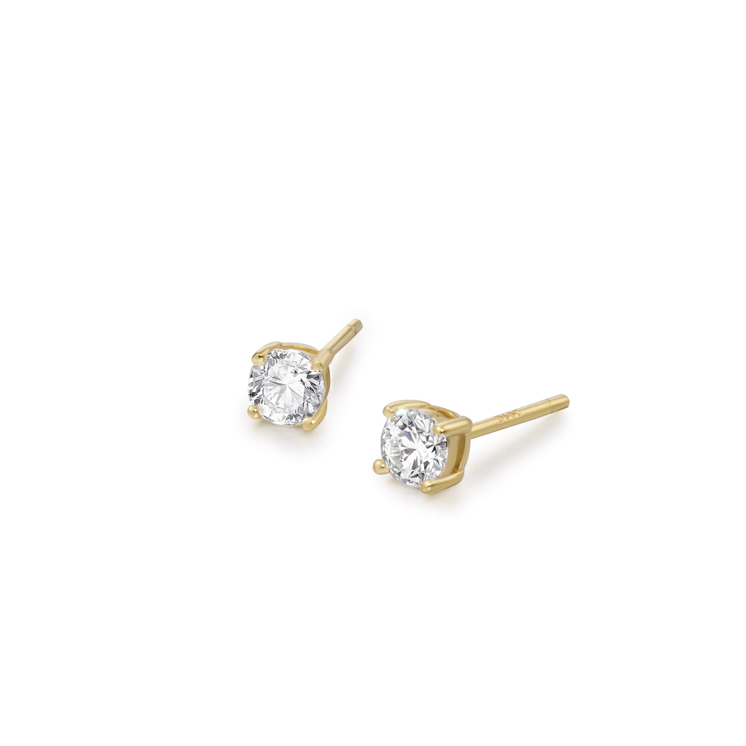 Cubic Zirconia Stud Earrings for Women - Hypoallergenic Sterling Silver Flat Back Earrings with Diamond-Like Sparkle | Perfect for Everyday Wear, Office, Parties & Special Occasions