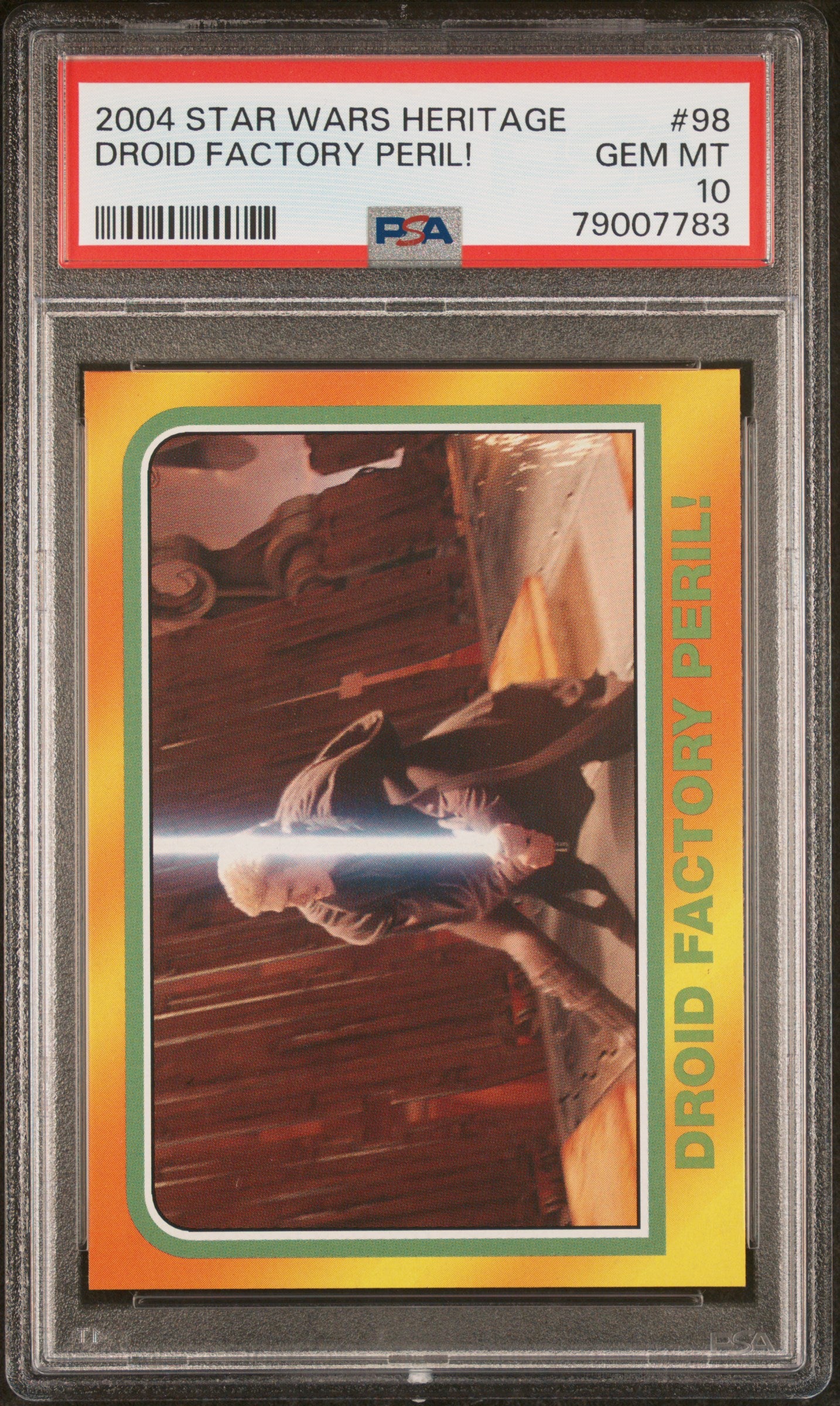 2004 Star Wars Heritage Droid Factory Peril #98 PSA 10 Graded Trading Card - Perfect for Star Wars Collectors & Display Cases