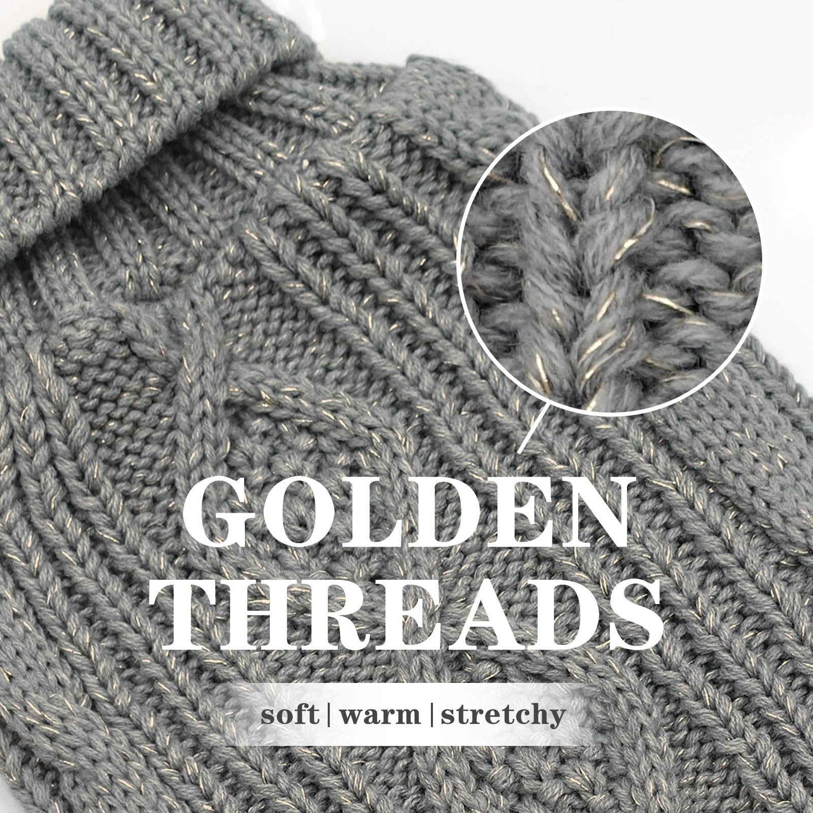 KYEESE Golden Thread Dog Sweater - Turtleneck Pullover for Small Dogs, Grey | Cold Weather & Indoor Wear