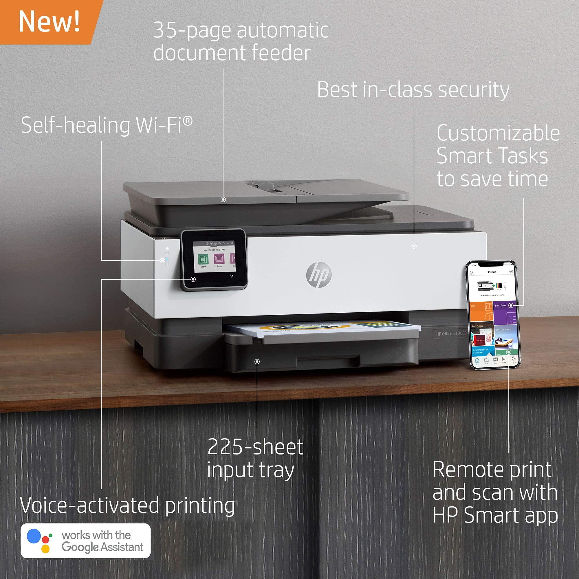 HP OfficeJet 8022 Wireless All-in-One Color Inkjet Printer with Scan, Copy & Fax | 3UC65A (Renewed) | Perfect for Home Office & Small Business Printing Needs