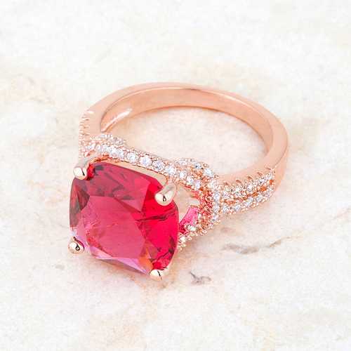 6.2ct Ruby & Cubic Zirconia Rose Gold Statement Ring for Women - Elegant Vintage Jewelry for Parties, Weddings & Special Occasions