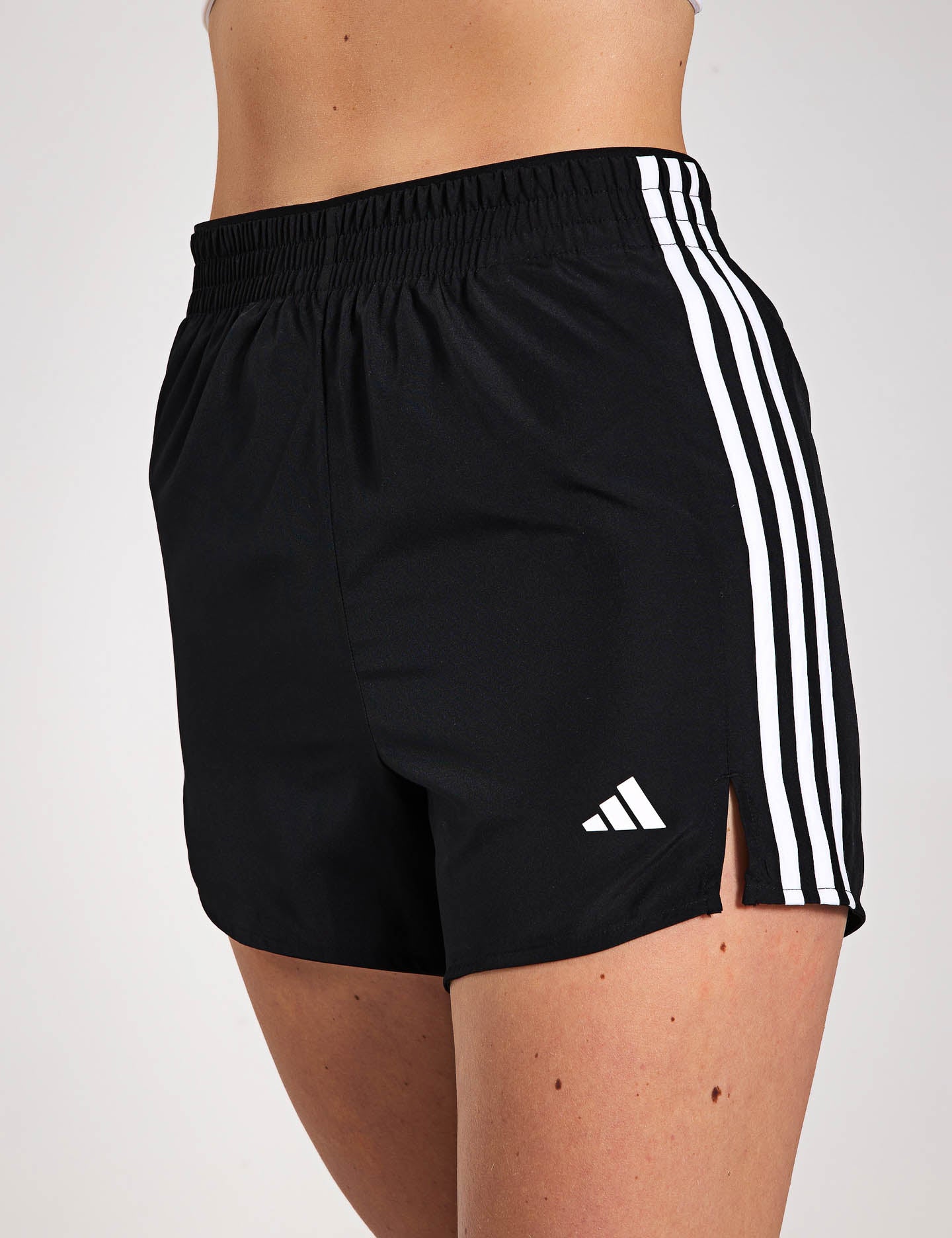 Adidas 3 Stripes High Waisted Athletic Shorts for Women - Black & White - Gym, Running, Yoga & Casual Wear