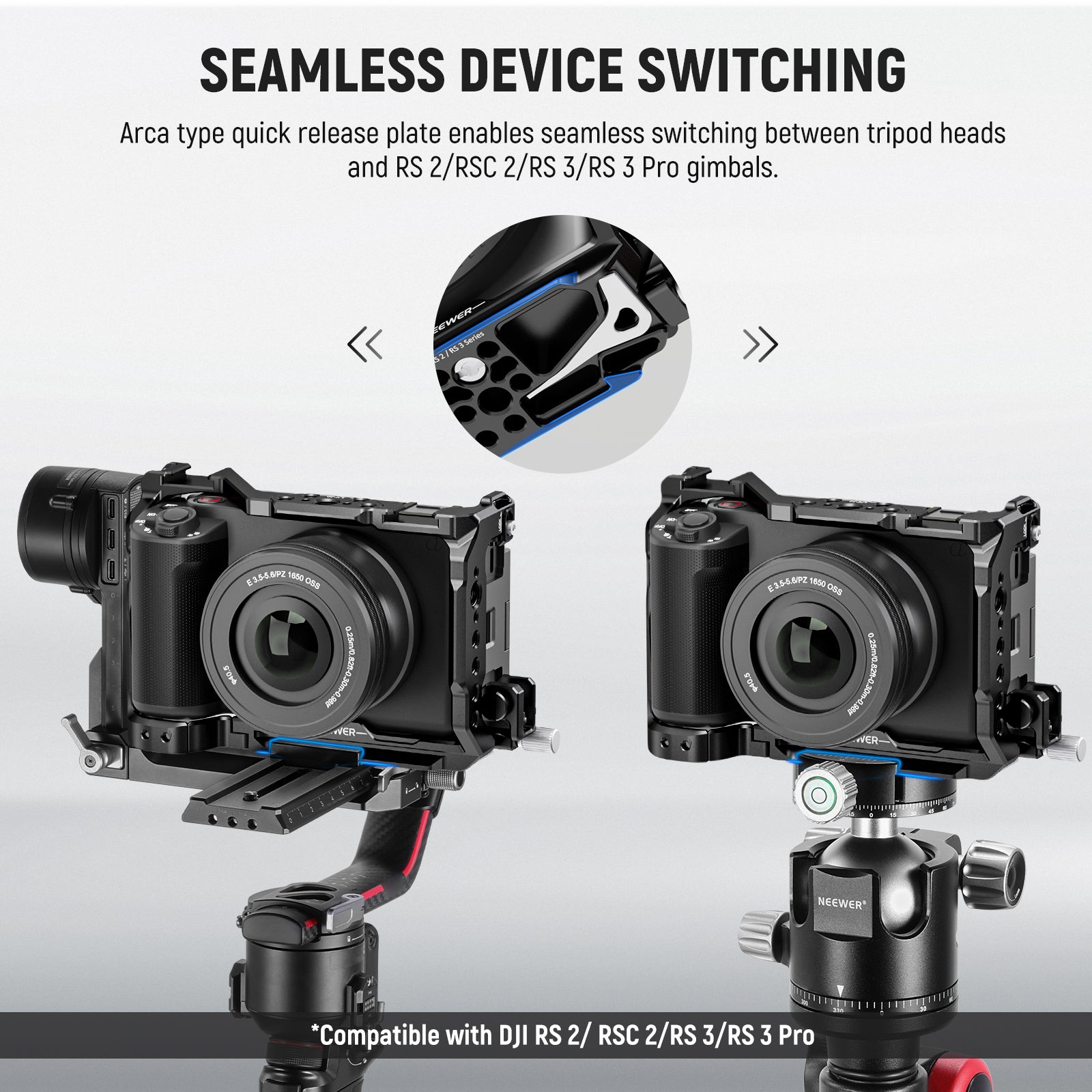 NEEWER CA035 Camera Cage Kit for Sony ZV-E1 - Durable Aluminum Alloy Rig with Cold Shoe Mounts & 1/4