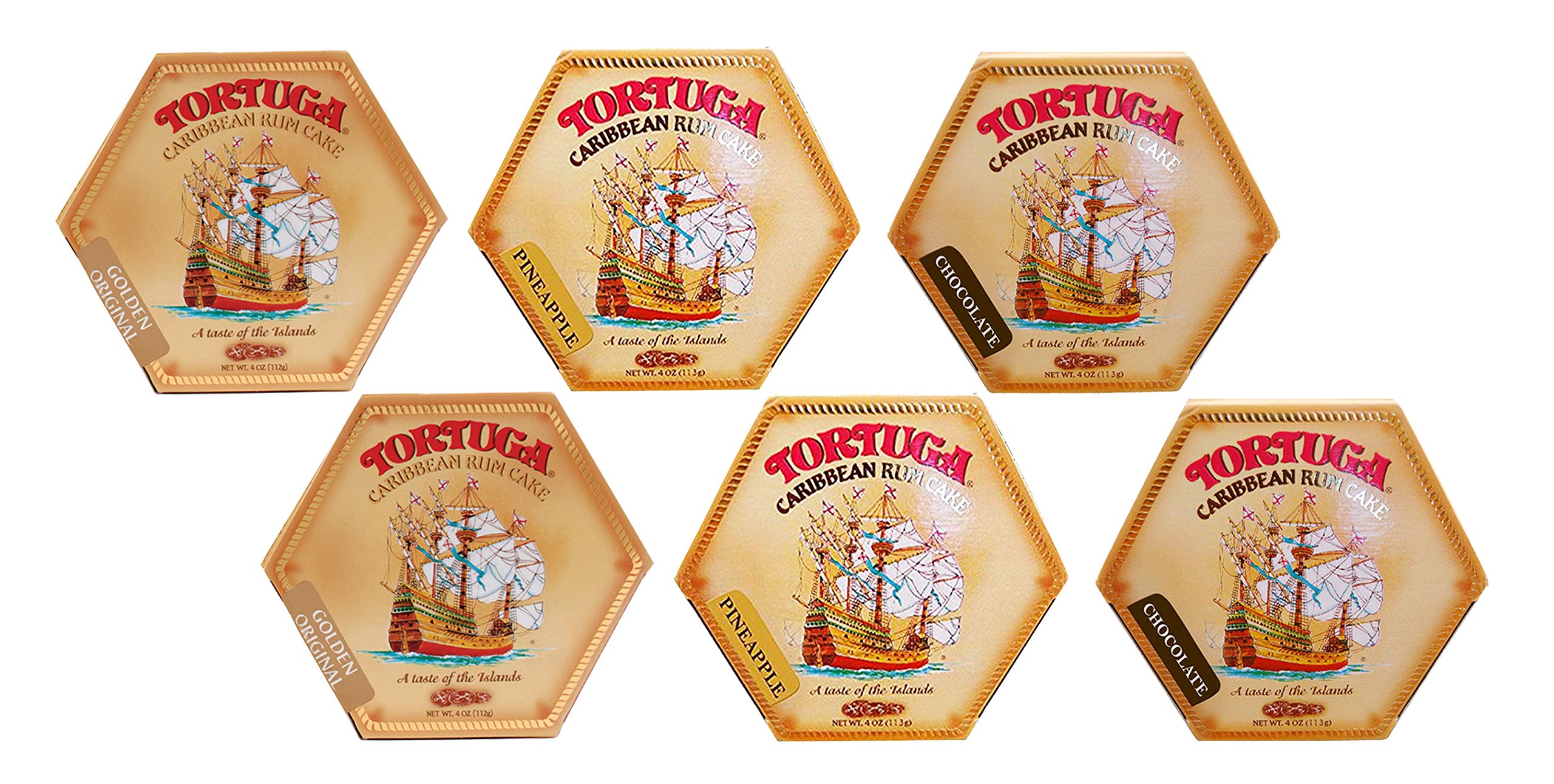 TORTUGA Rum Cake – 4 Oz 6 Packs (Original, Pineapple, Chocolate Flavor) – Gourmet Caribbean Dessert for Parties, Gifts & Holiday Celebrations – Perfect for Birthdays, Christmas & Office Events