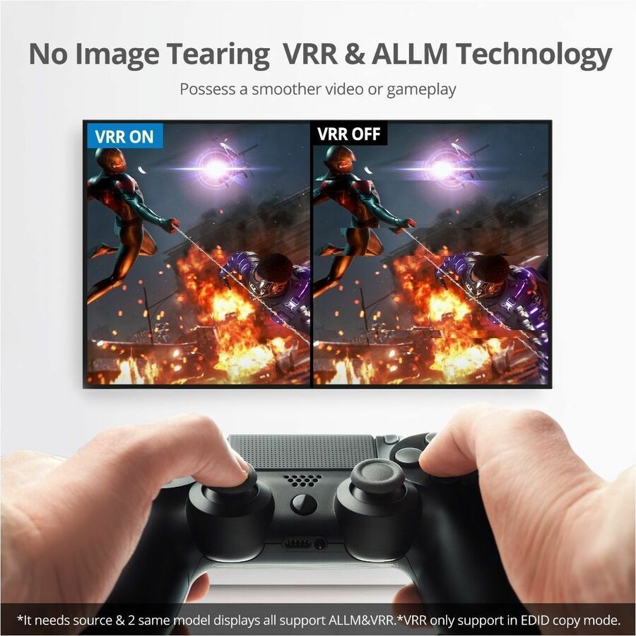8K HDMI Splitter 1x2 - 8K@60Hz, 40Gbps, VRR, ALLM, EDID Management, Down Scaler - Perfect for Home Theater & Gaming Setup