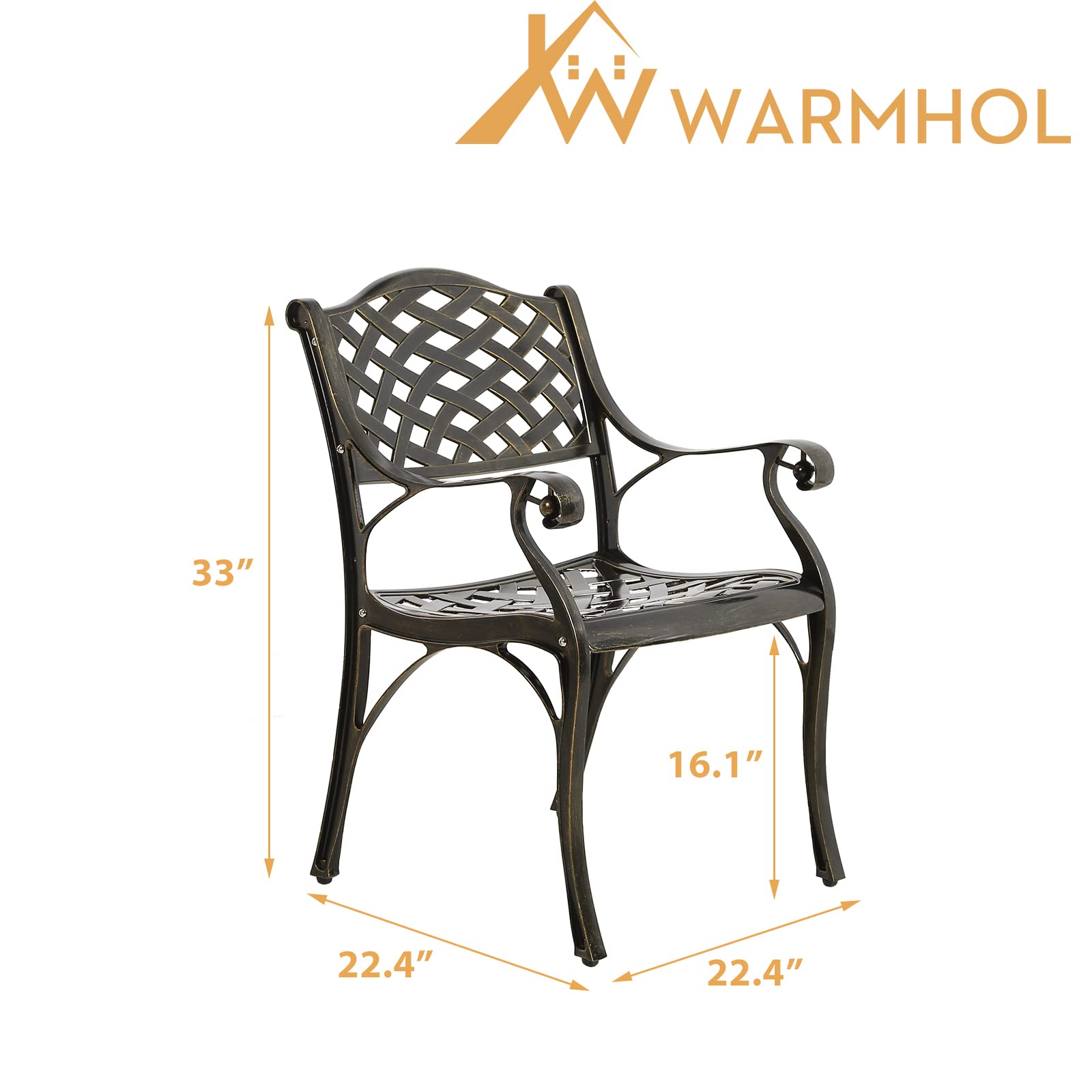 2-Piece Outdoor Cast Aluminum Patio Chairs Set - Durable Bistro Dining Chairs for Garden, Deck & Backyard - Elegant Lattice Weave Design - Perfect for Outdoor Dining, Lounging & Entertaining