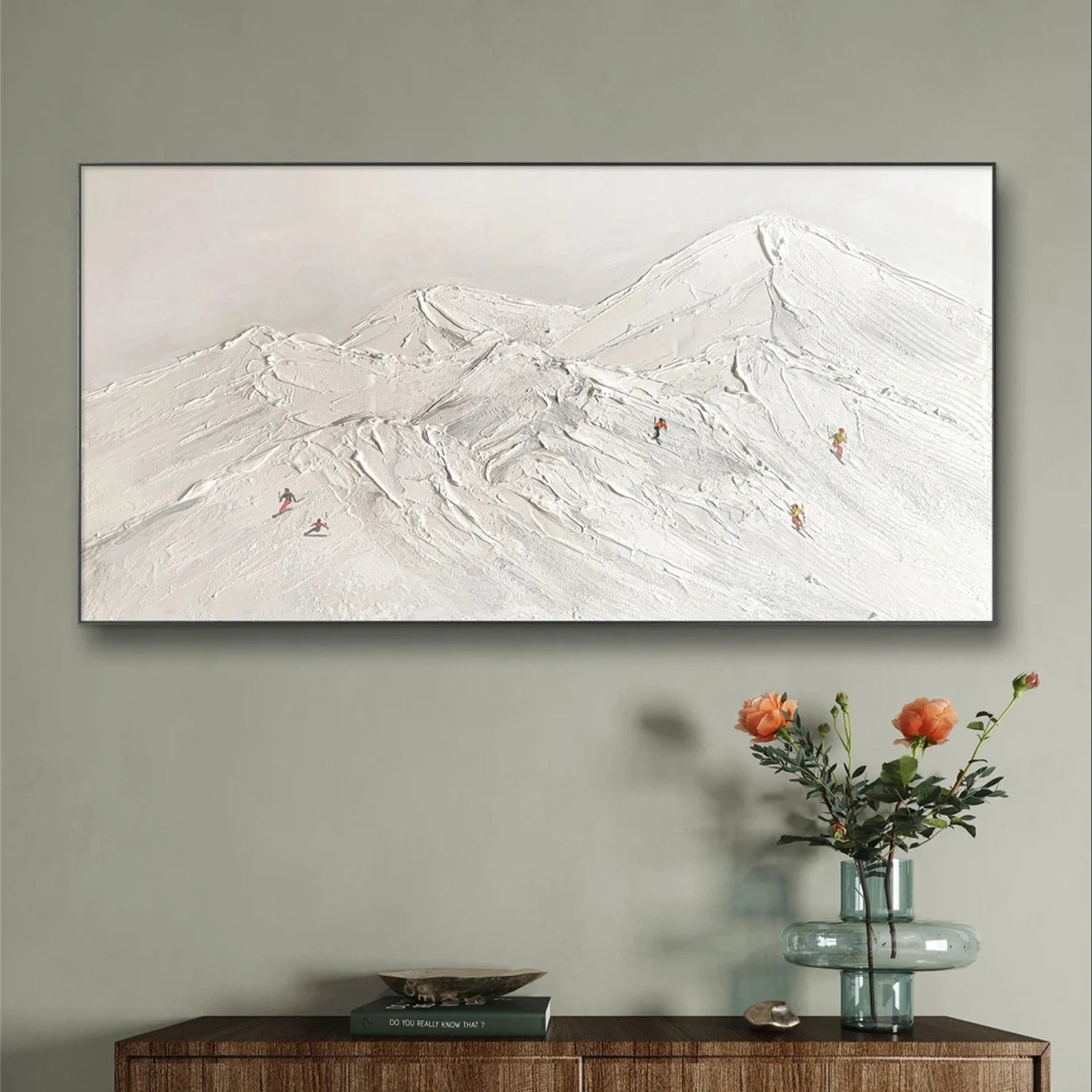 SP044 Textured Skiing Sport Art Painting Canvas - Perfect for Home Decor, Office Wall Art & Winter Sports Enthusiasts
