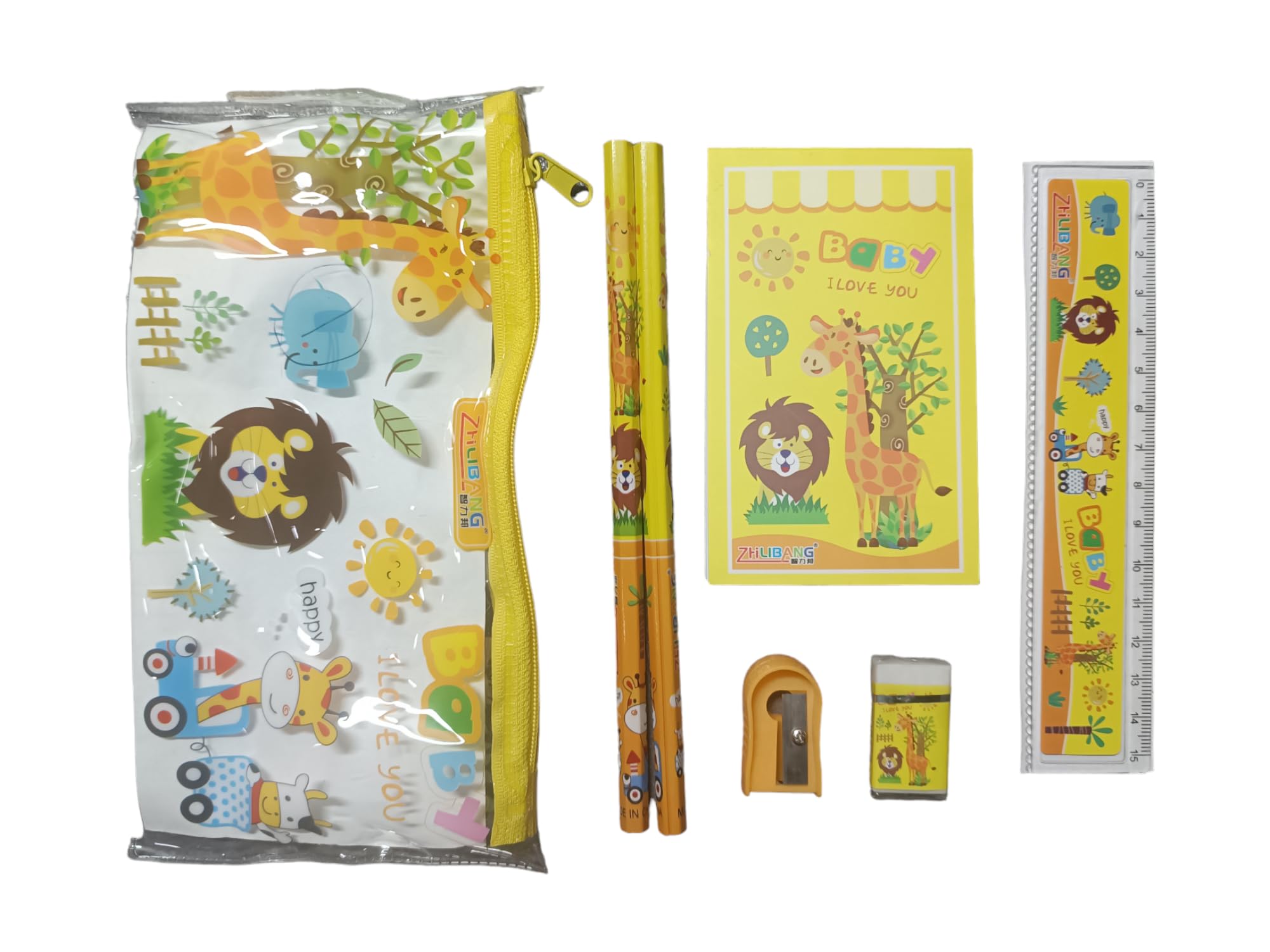 Quirky Pitaara Animal-Themed Pencil Case for Kids - Includes Pencil, Eraser, Sharpener, Scale & Notepad - Perfect for School, Travel & Art Supplies Organization