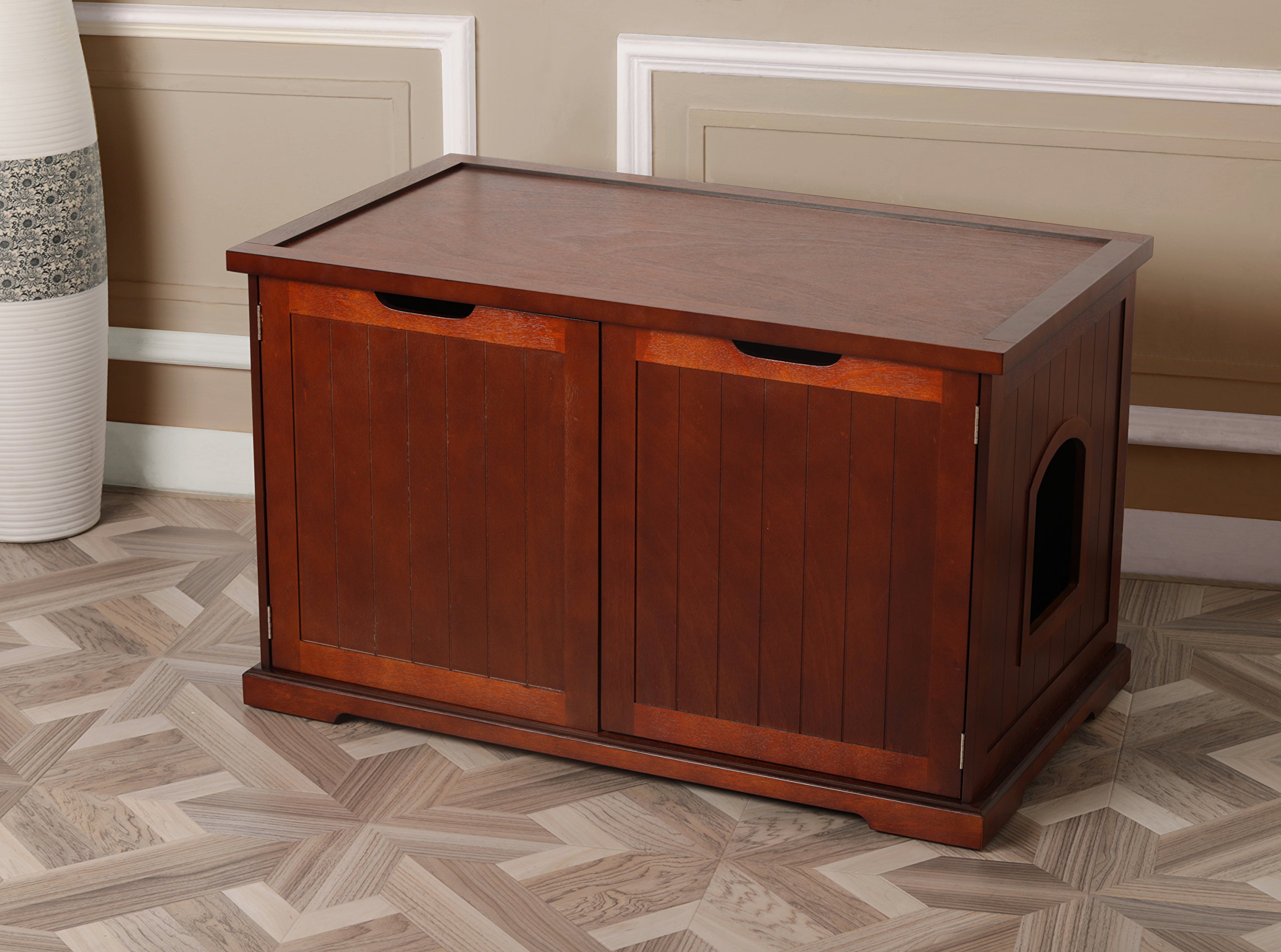 Merry Pet Cat Washroom Bench - Foldable Cat Litter Box Enclosure with Storage Shelf for Small Spaces | Perfect for Apartments & Bathrooms