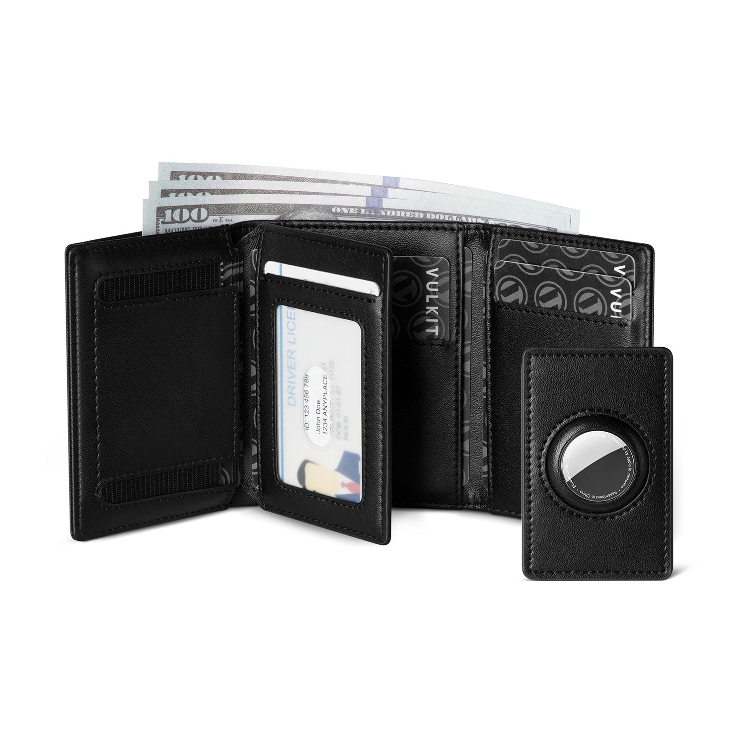 VW126 Men's Genuine Leather Trifold Wallet with RFID Blocking, AirTag Card Slot & Magnetic Closure - Slim Bifold Wallet for Everyday Carry, Travel & Business (Brown)