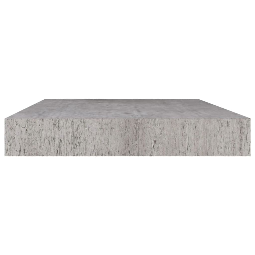 Floating Wall Shelf Set of 2 - Modern Concrete Gray MDF Wall Mounted Shelves 19.7