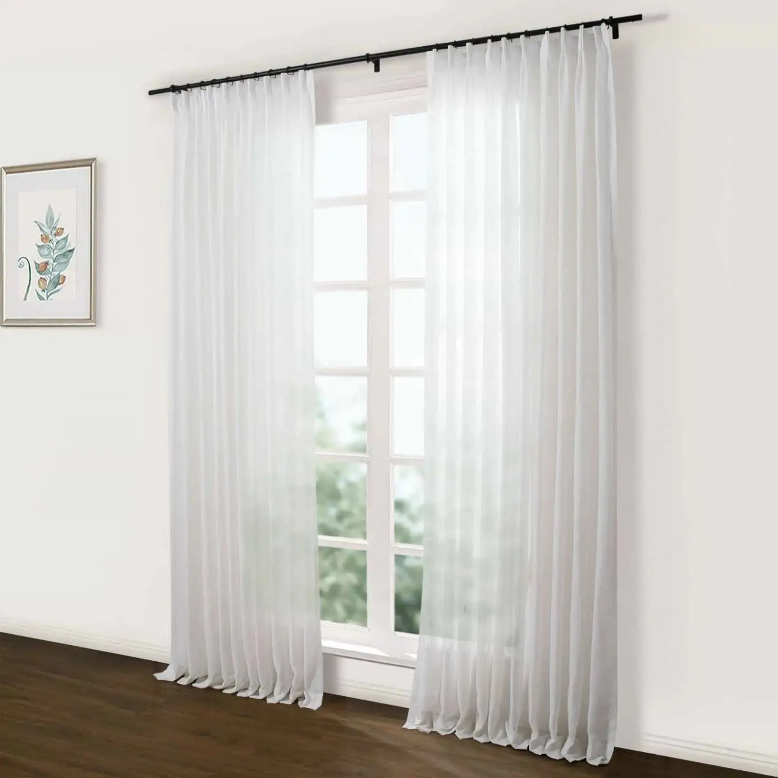 Flynn Airy Lightweight Sheer Curtain Pleated - Elegant Window Treatment for Living Room & Bedroom Decor