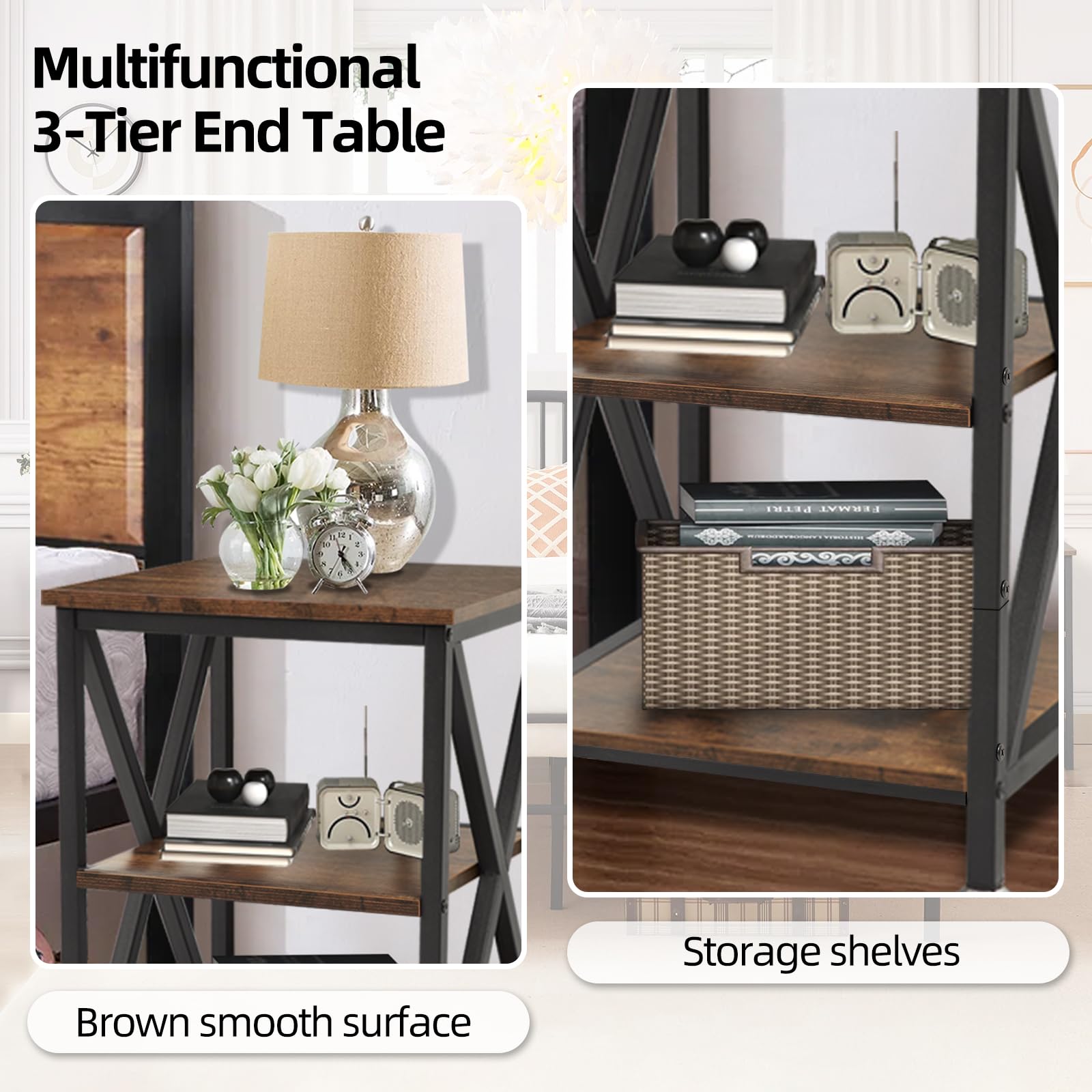 Farmhouse End Table with Storage Shelf - 12