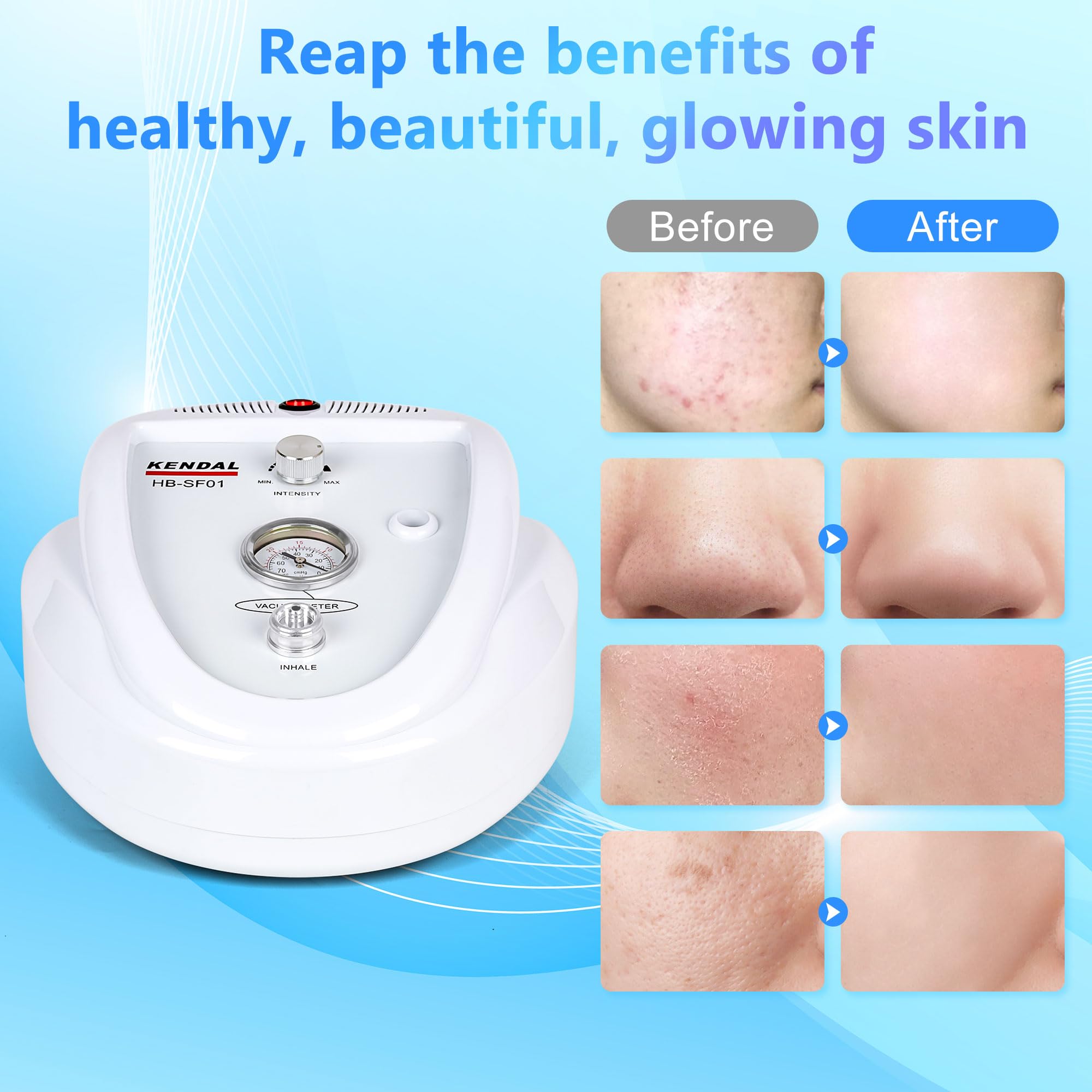 Professional Diamond Microdermabrasion Machine for Face - Kendal Dermabrasion Device with Vacuum Blackhead Removal & Hydrating Spray - Esthetician Supplies & Home Skin Care - Perfect for Acne Treatment, Anti-Aging & Glowing Skin