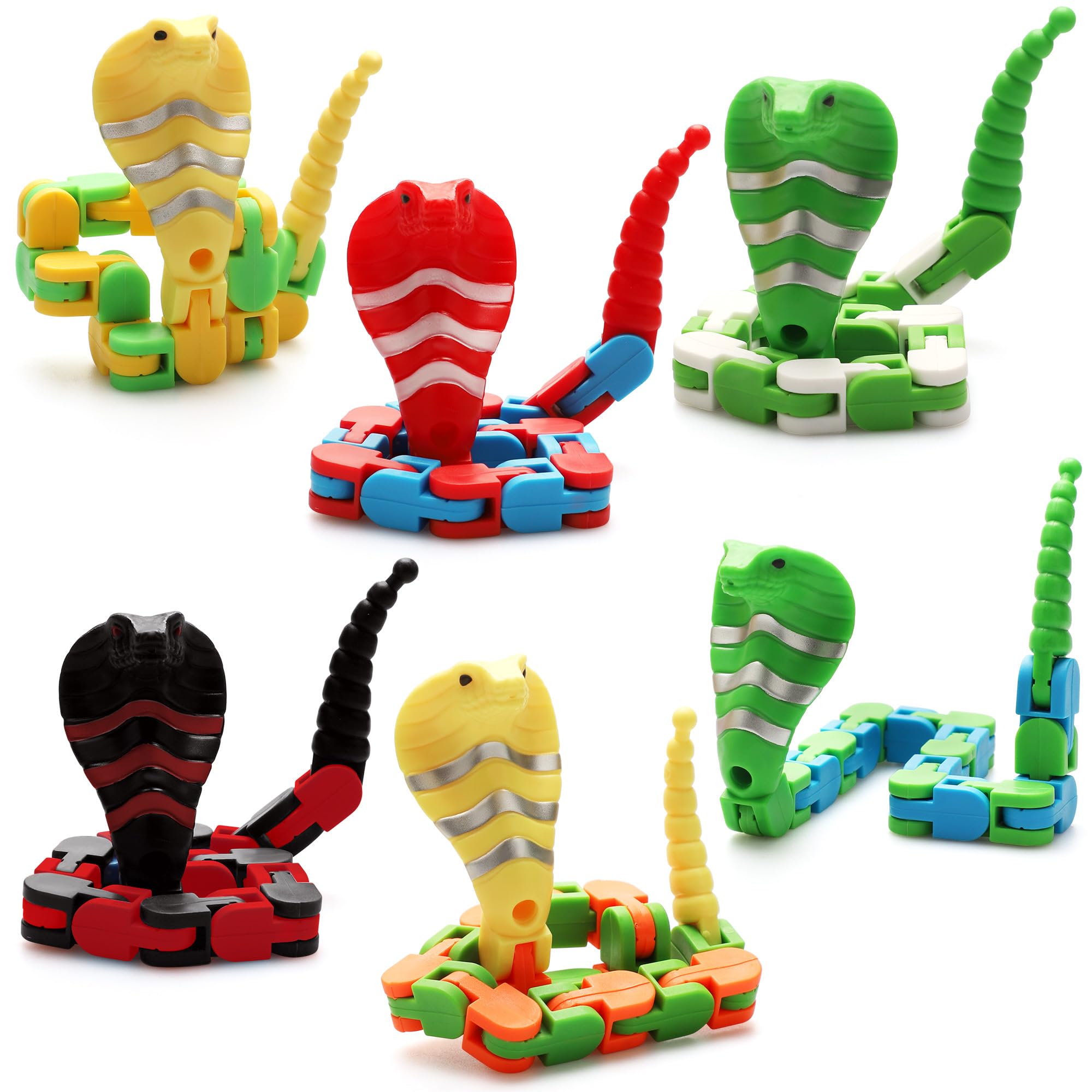6 Pack Fidget Toys Set - Stress Relief Sensory Toys for Kids, Adults & Toddlers | Wacky Tracks Snap & Click Fidget Snake Toys | Perfect for ADHD, Anxiety Relief, Classroom, Party Favors & Stocking Stuffers (6 Colors)