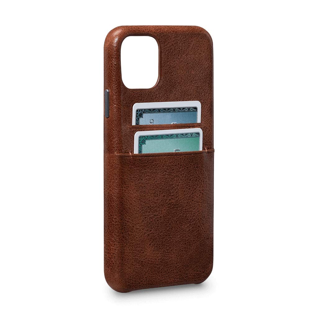 Premium Snap-On Leather Wallet Case for iPhone 11 Pro Max - Cognac Brown | RFID Blocking | Card Holder & Phone Protection | Perfect for Business Travel & Daily Use