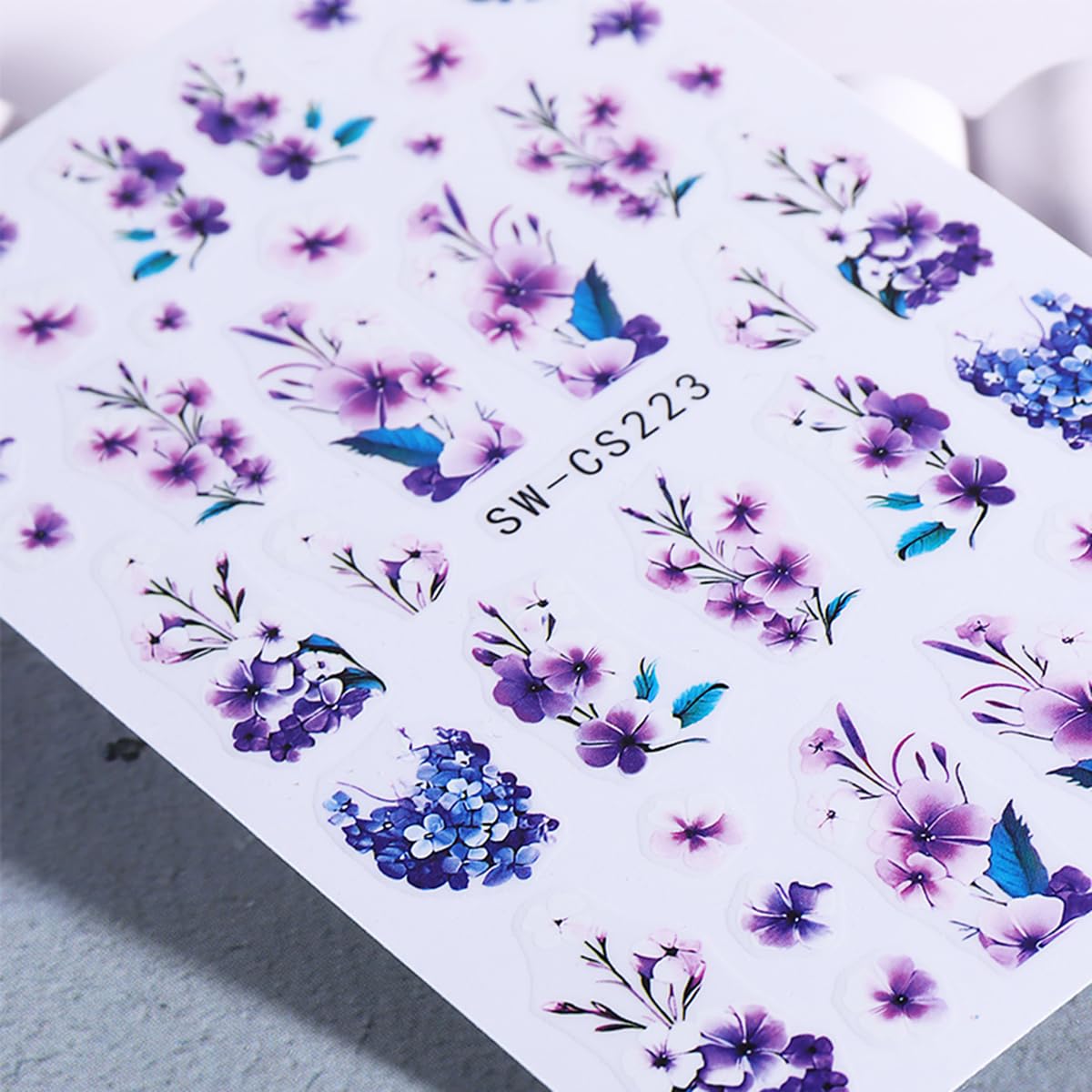 Spring Flower Nail Art Stickers - 6PCS Pink Purple Blossom Floral 3D Self-Adhesive Nail Decals for Manicure | DIY Nail Decorations | Perfect for Spring Parties, Weddings & Everyday Nail Art