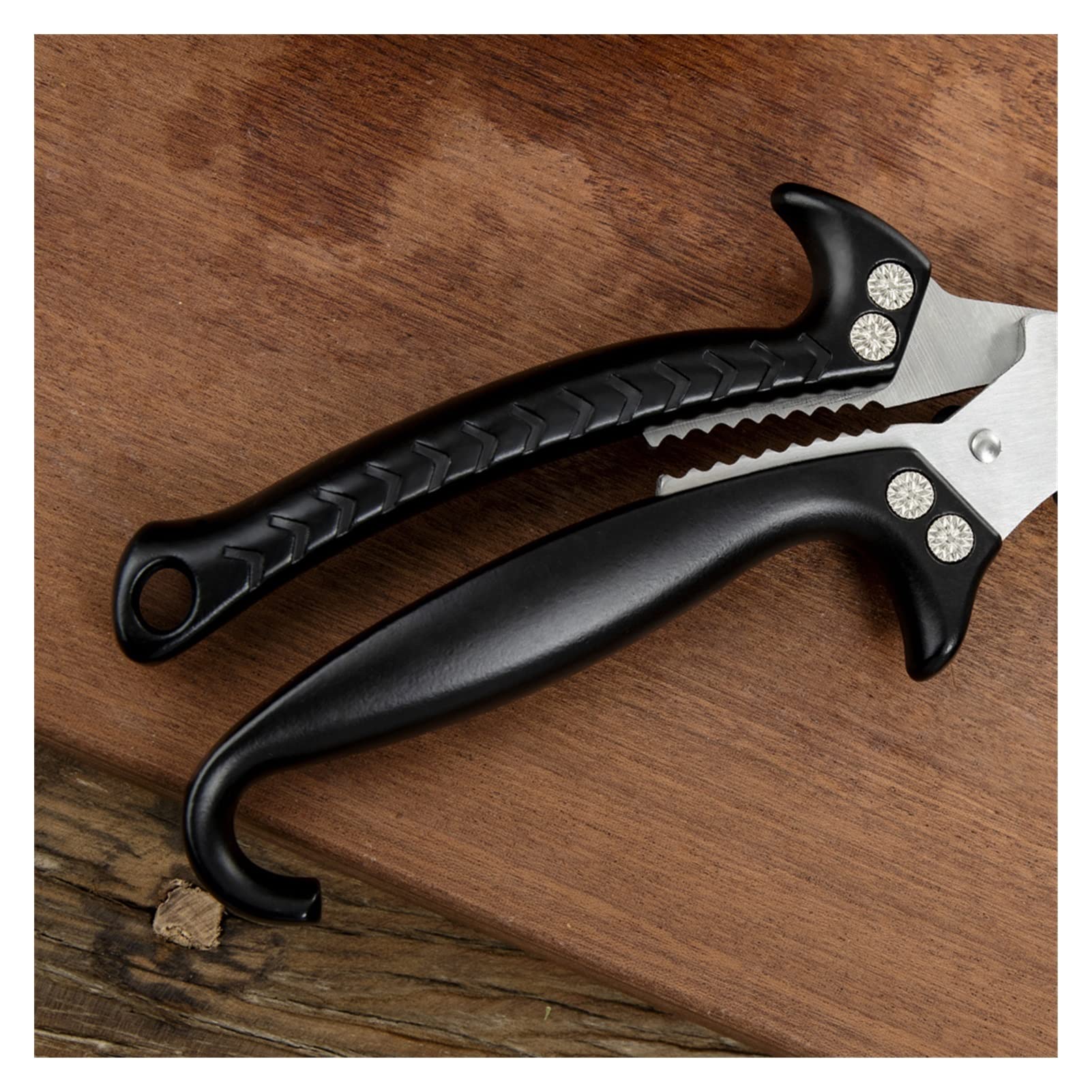 Premium 4mm Thick Blade Kitchen Shears - Heavy Duty Poultry Scissors for Cutting Chicken Bones, Herbs & More | Ergonomic Seahorse Design with Safety Lock | Ideal for Home Cooking, Butchering & Food Prep (Black)