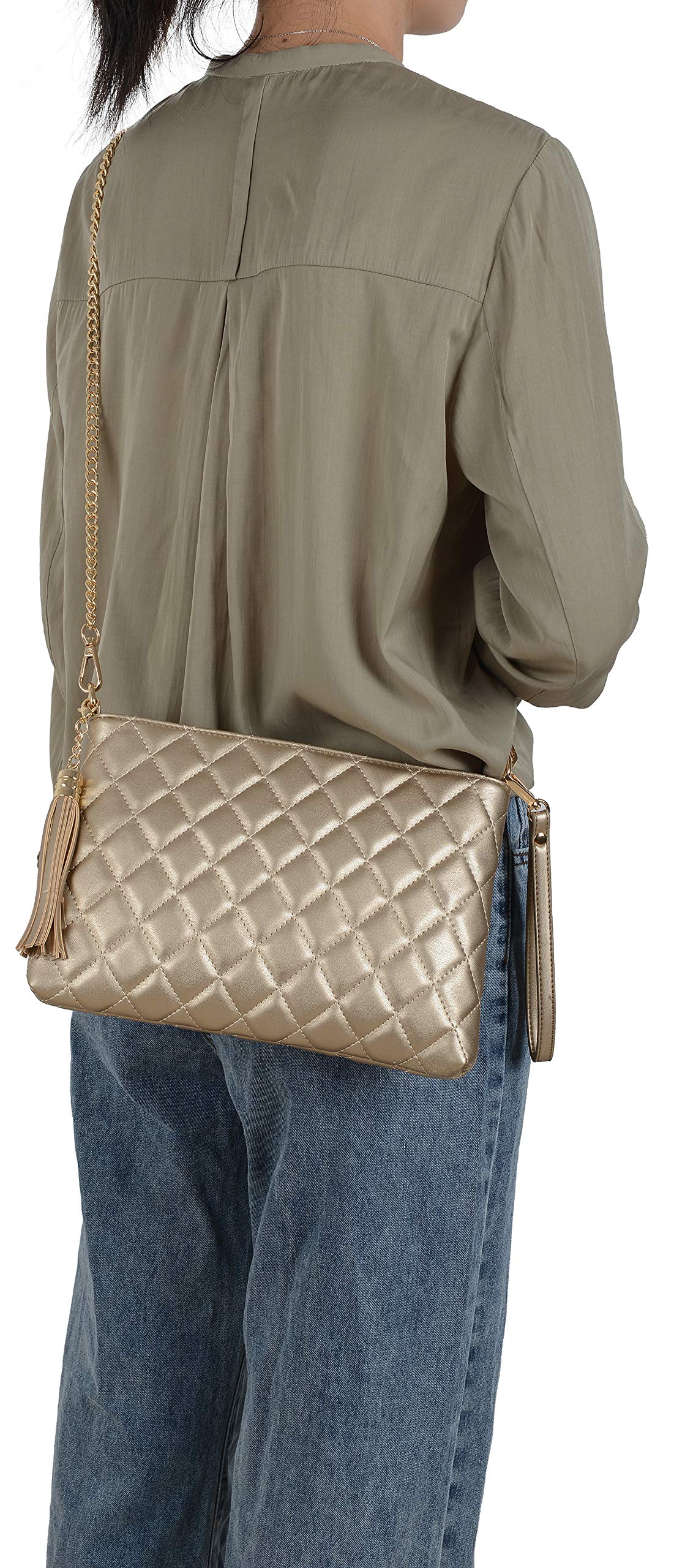 Lola Mae Women's Quilted Wristlet Handbag - Small Crossbody Clutch Purse for Everyday Use, Date Night & Travel Accessories