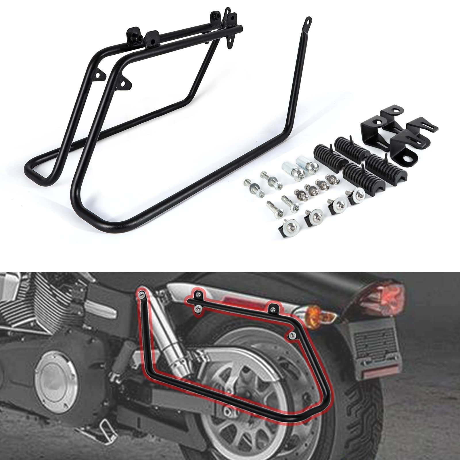ZXMOTO Harley Davidson Dyna 2008-2017 to FLH Touring Saddlebag Support Conversion Brackets | Motorcycle Luggage Mount Kit for Long Rides & Road Trips