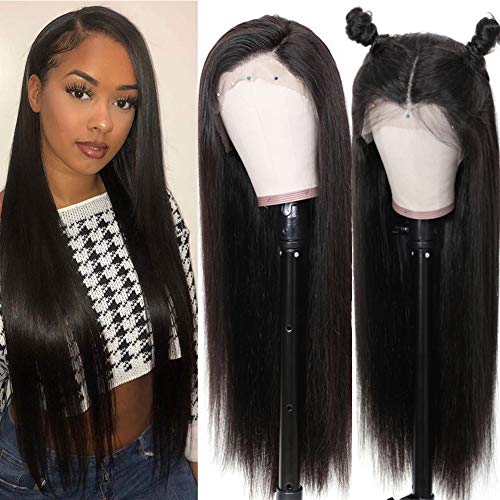 13x4 Lace Front Human Hair Wigs - 150% Density Brazilian Virgin Hair, Glueless Straight Wig with Baby Hair for Black Women | Natural Color 24 Inch | Perfect for Daily Wear, Parties & Special Occasions
