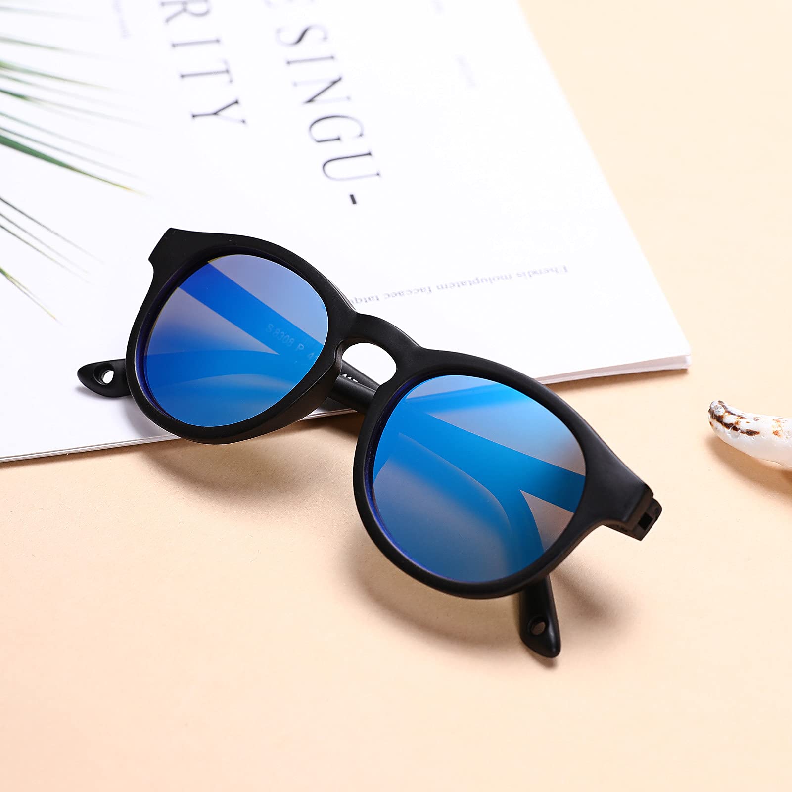 COASION Baby Sunglasses for 0-2 Years - UV400 Polarized, Flexible Round Frame with Adjustable Strap - Perfect for Beach, Outdoor Play & Car Rides