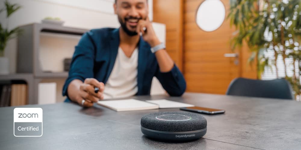Beyerdynamic Space Personal Bluetooth/USB Speakerphone - Wireless Conference Speaker with Noise Cancellation (Charcoal) for Home Office, Video Calls & Online Meetings
