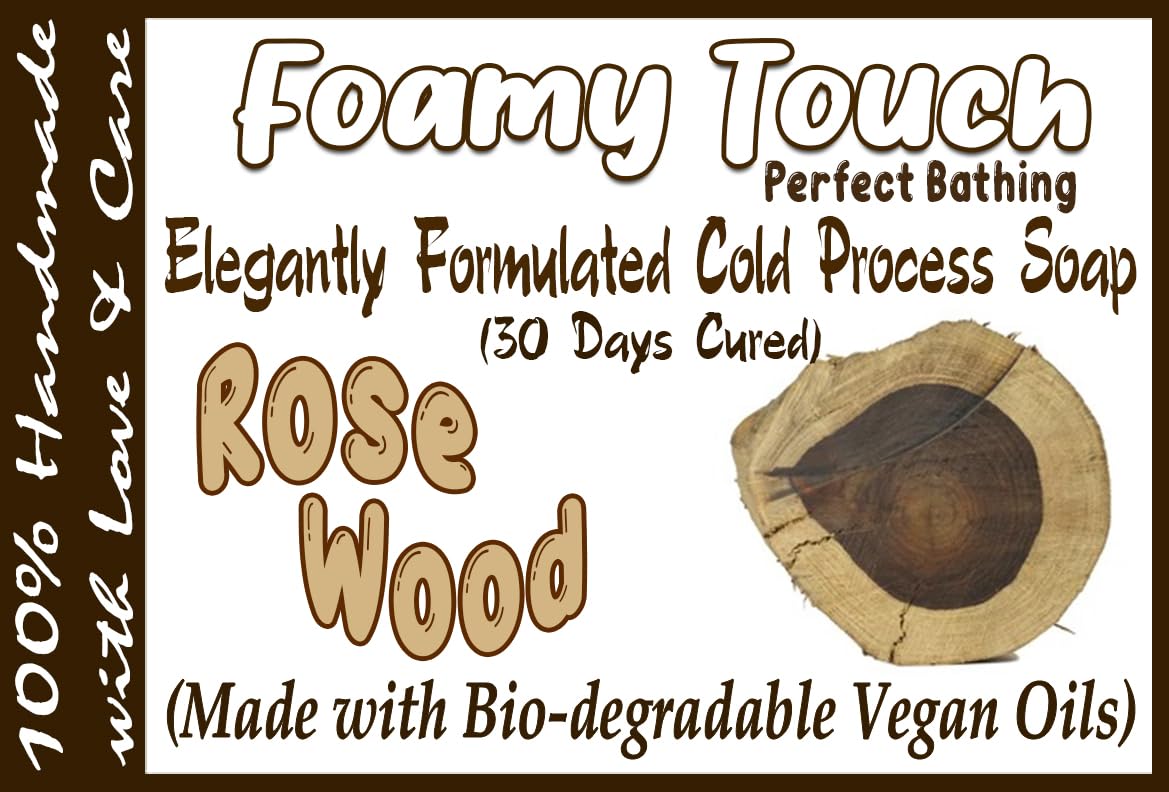 ROSE WOOD Skin Nourishing Soap - Cold Processed Vegan Bath Bar with Biodegradable Oils for Gentle Cleansing | Handmade Foamy Soap for Dry & Sensitive Skin | Perfect for Daily Shower, Spa Day & Gift Sets (2 Pack)