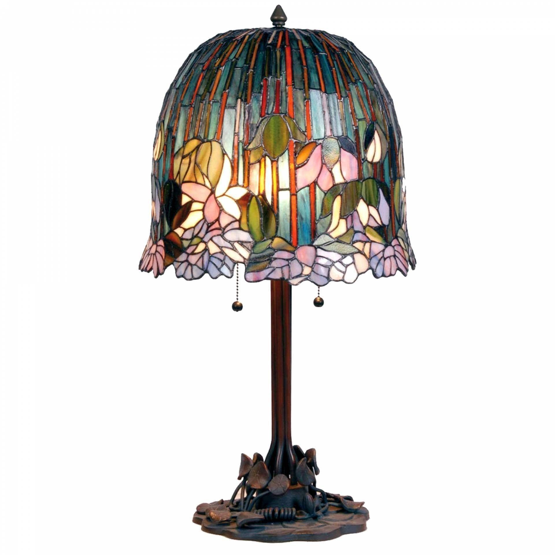 Vintage Iris Tiffany Table Lamp - Stained Glass Handcrafted Lighting for Home & Office Decor - Perfect for Living Room, Bedroom, or Study