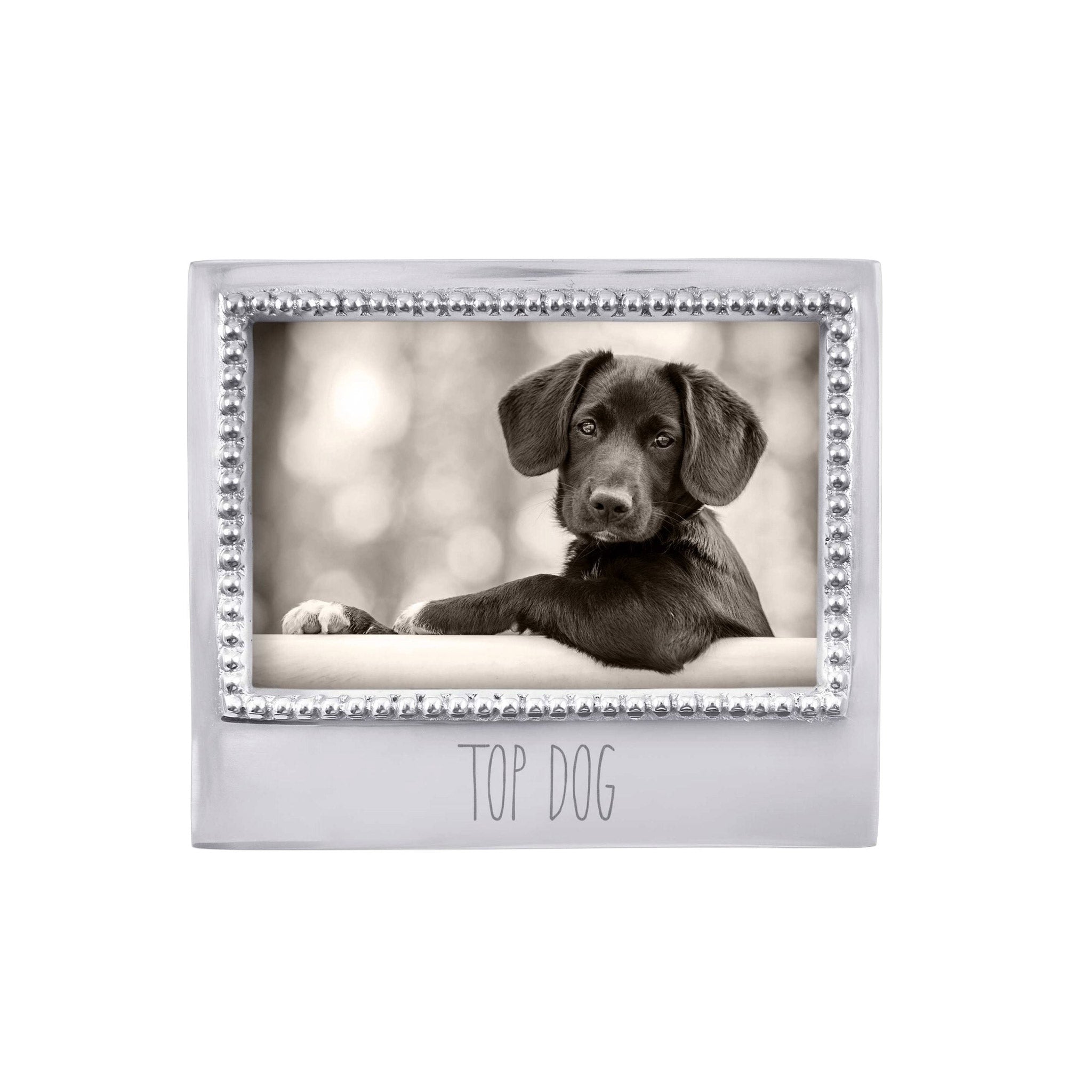 TOP DOG Beaded 4x6 Picture Frame - Handmade Wooden Photo Frame for Wall Display, Home Decor & Gifts - Perfect for Wedding, Family Photos & Office Decor