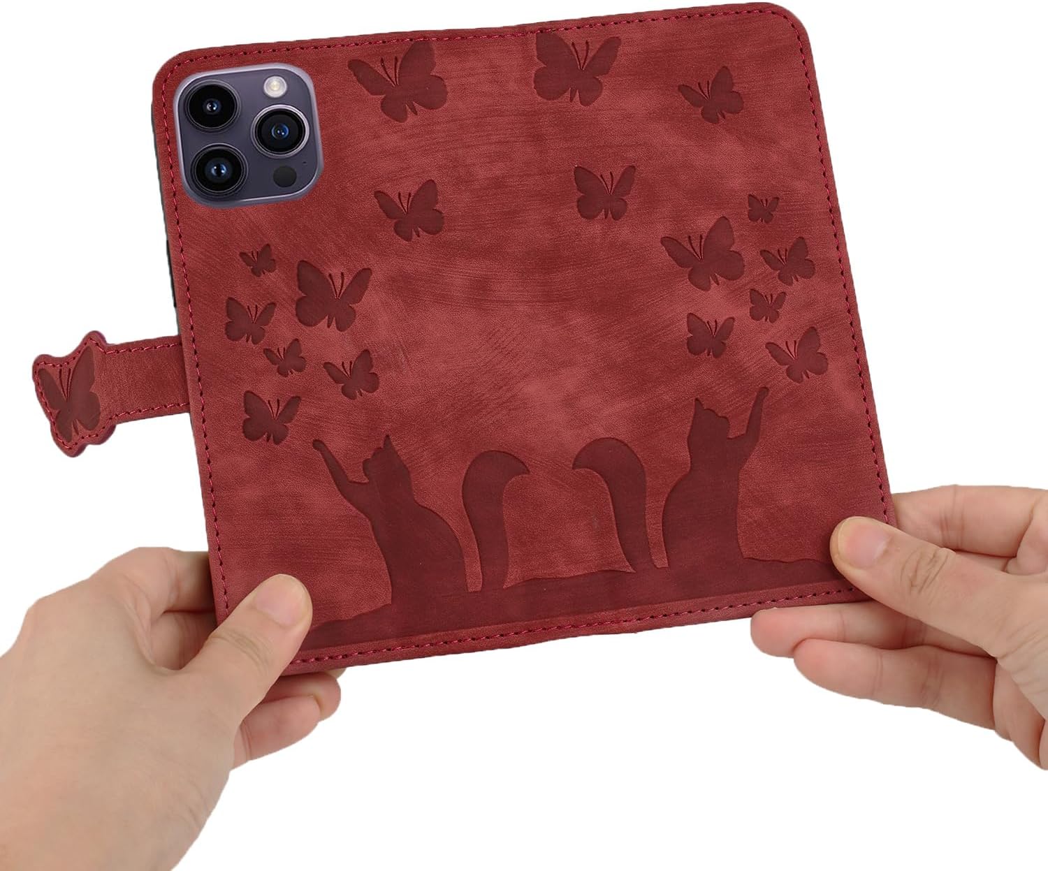 iPhone 16 Pro Max Leather Wallet Case with Butterfly Design - Slim Protective Cover for Credit Cards & Cash - Perfect for Everyday Use, Travel, and Business