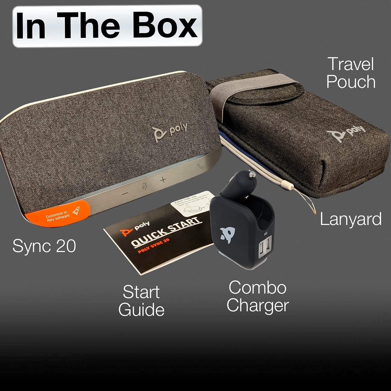 Poly SYNC 20 USB-C Speakerphone with Universal Charger - Premium Conference Speaker for Zoom, Webex, Google Meet & Microsoft Teams - Ideal for Remote Work, Online Classes, Video Conferencing & Home Office Setup