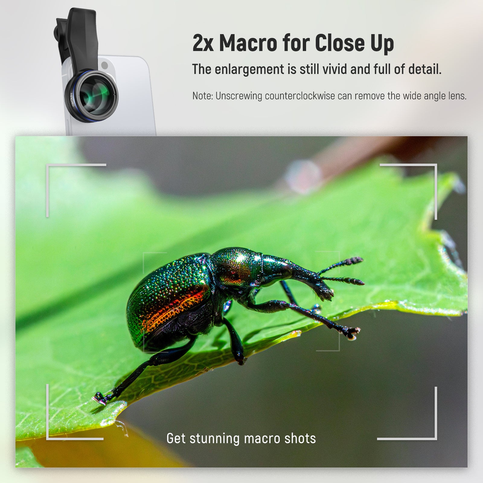 NEEWER LS 60 2-in-1 Wide Angle & Macro Phone Lens Kit - 0.45x Wide Angle & 2x Macro Lens for iPhone, Samsung, Android - Perfect for Travel, Food Photography, and Close-Up Shots
