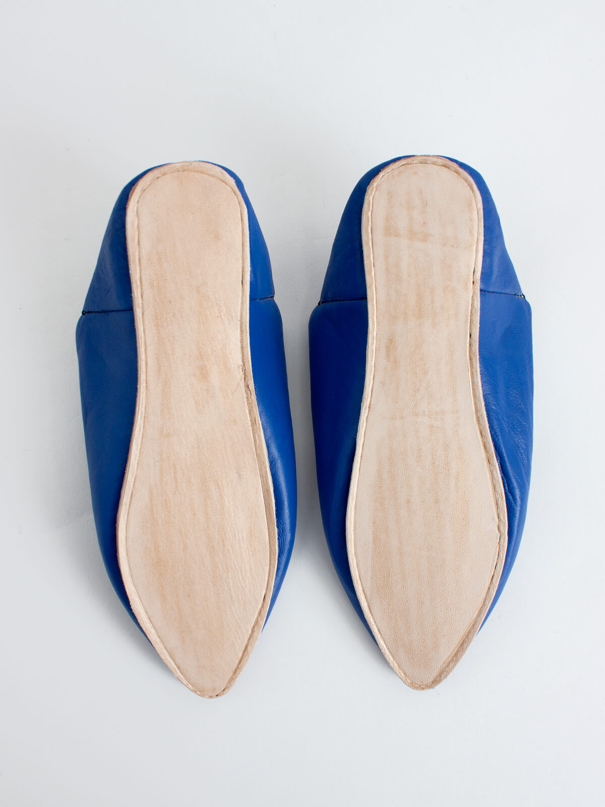 Authentic Moroccan Classic Pointed Babouche Slippers - Handmade Leather House Shoes in Cobalt Blue | Perfect for Home, Lounge & Cultural Fashion