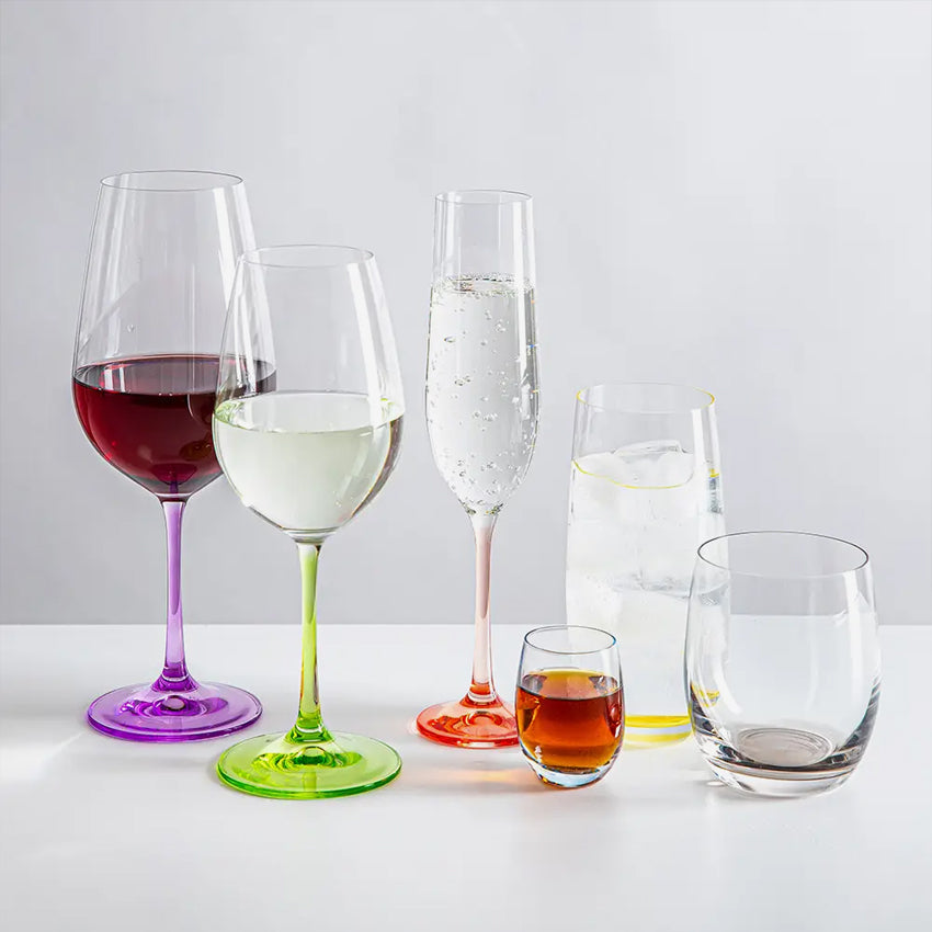 Bohemian Rainbow Highball Glasses Set of 6 - Colorful Drinking Glasses for Cocktails, Juice & Iced Tea - Perfect for Parties, Home Bar & Gifts