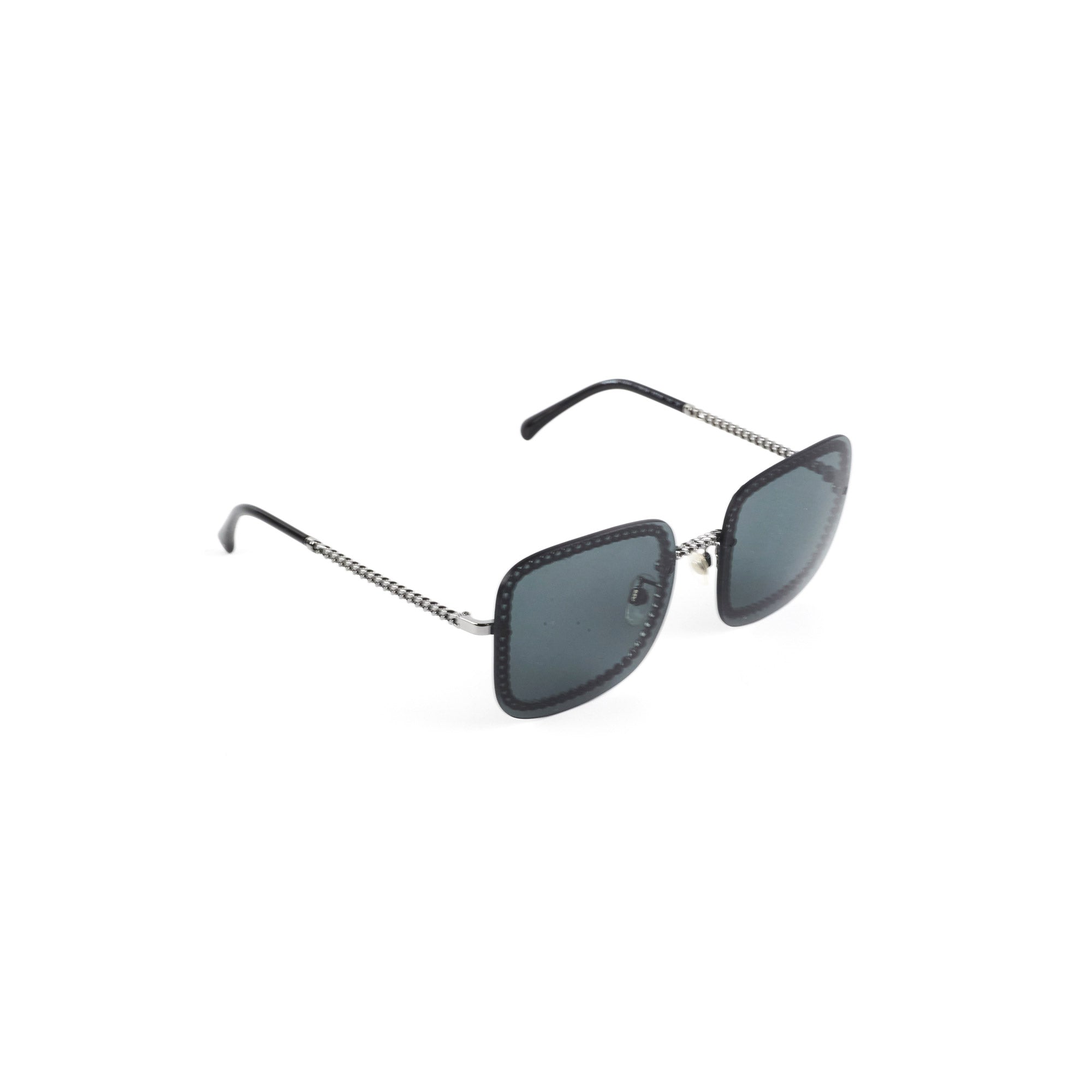 Chanel Square Sunglasses for Women - Grey/Gunmetal Black Frame with Chain - Luxury Fashion Sunglasses for Beach, Driving & Outdoor Activities